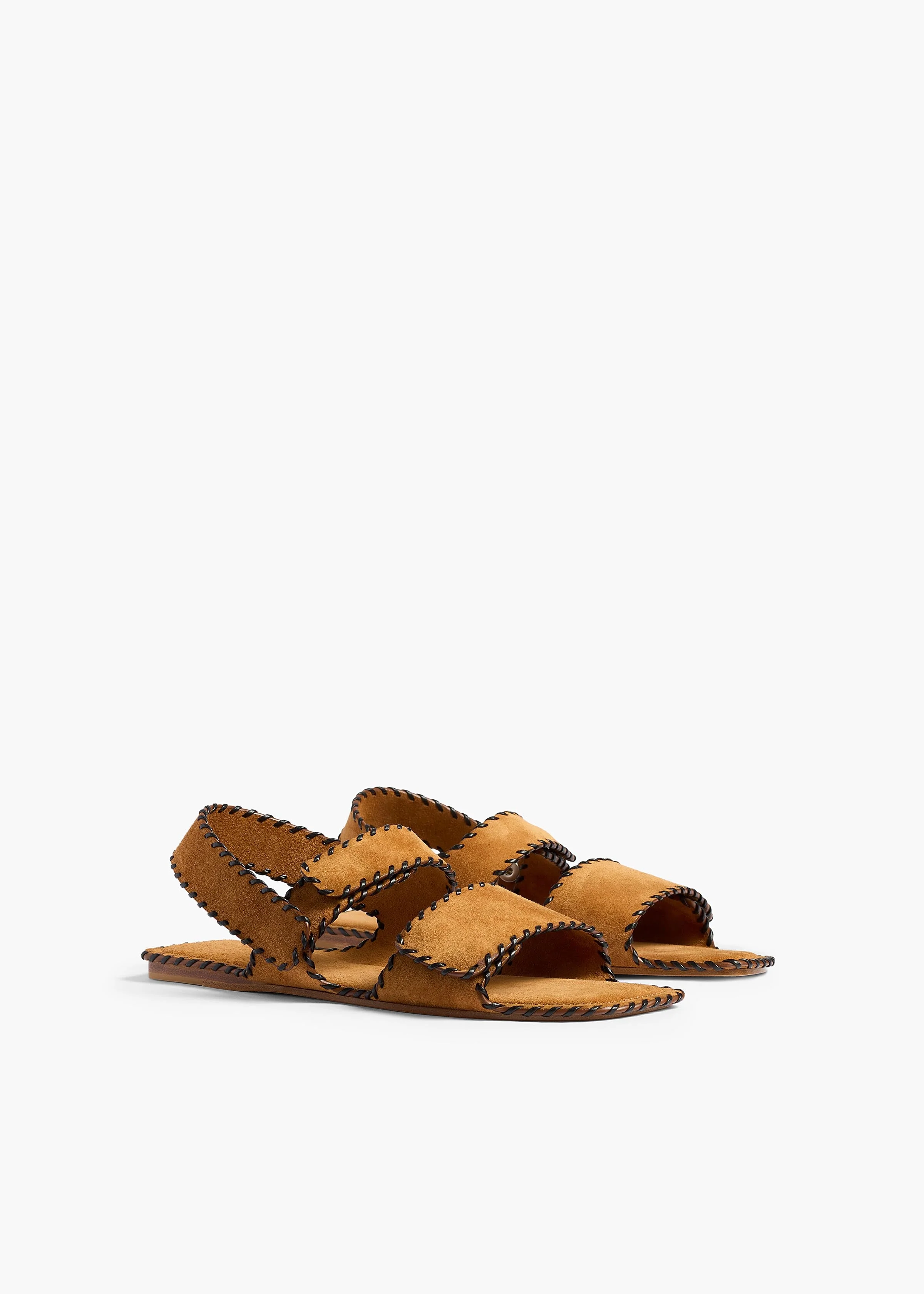 Khaite - Boden Sandal in Caramel Suede with Whip Stitch - Image 2