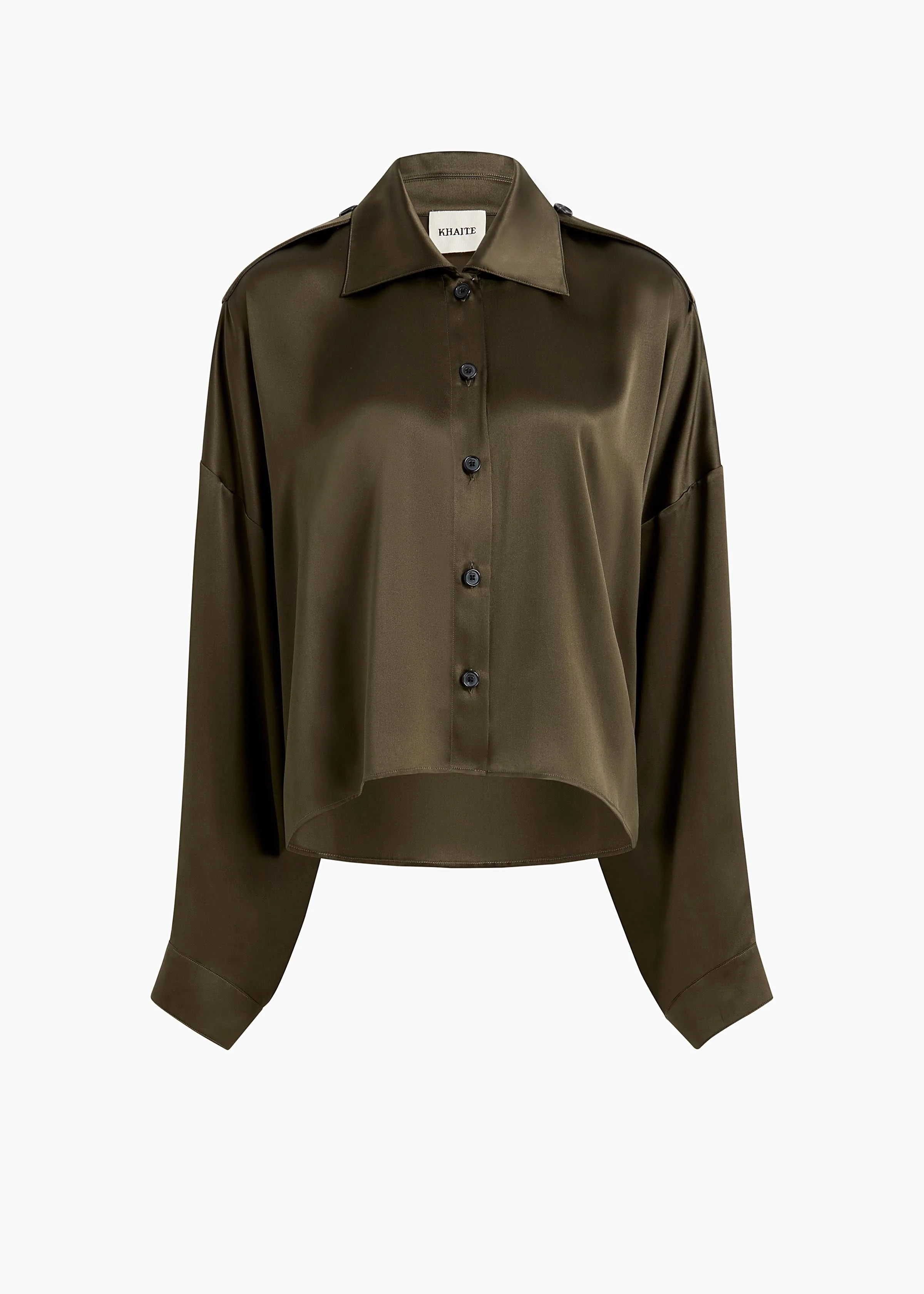 Khaite - Bodine Top in Dark Olive Silk