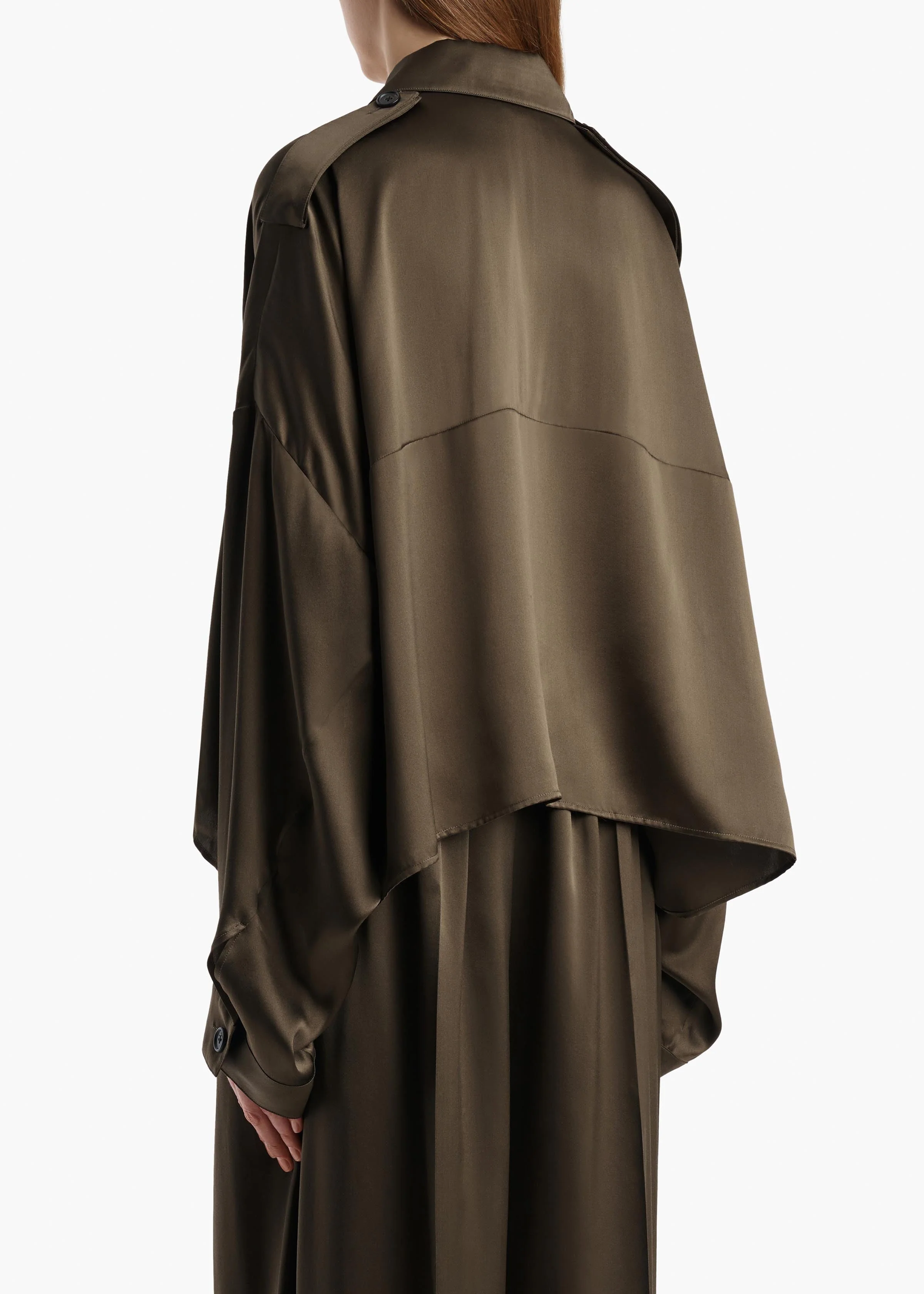 Khaite - Bodine Top in Dark Olive Silk - Image 4