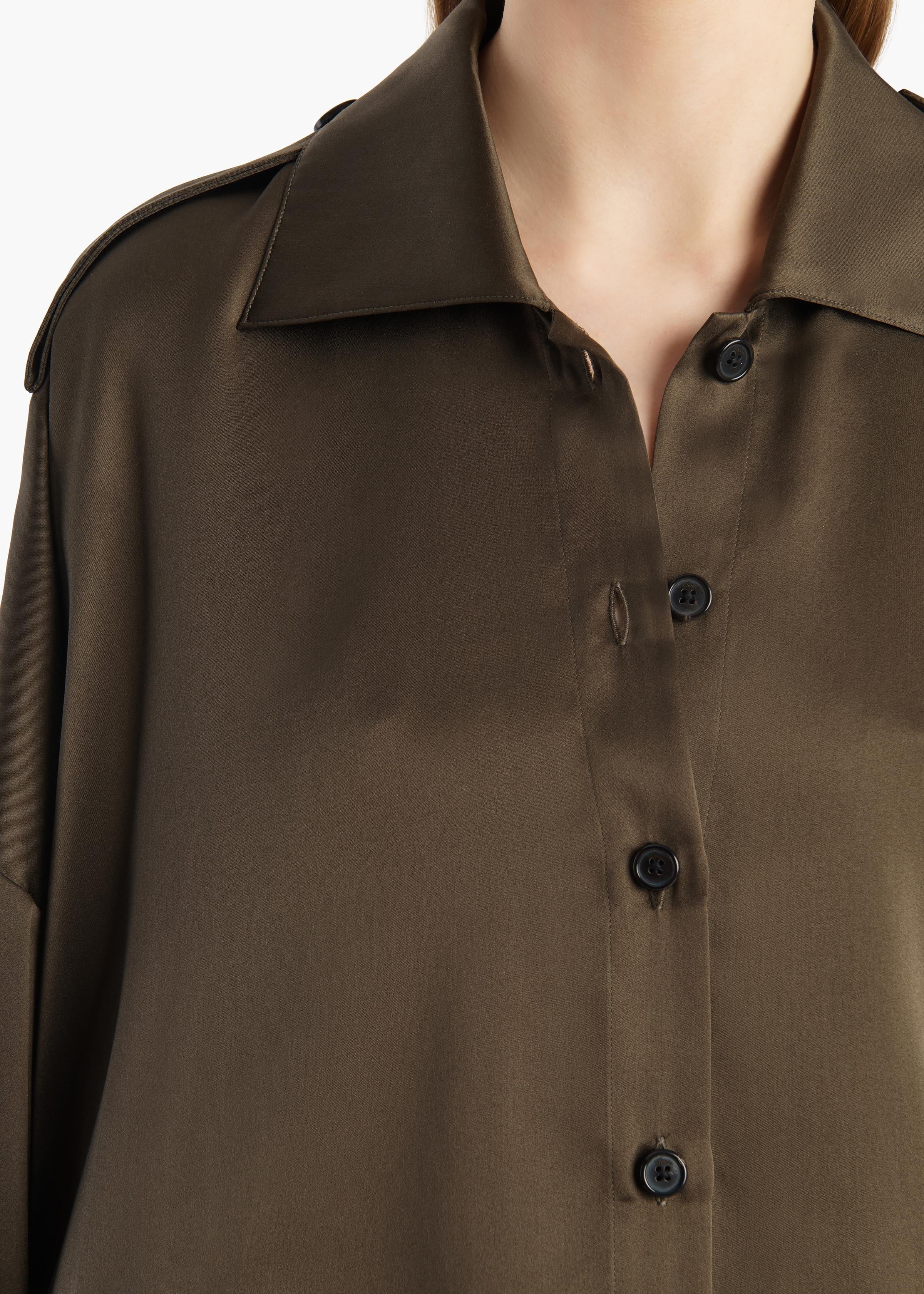 Khaite - Bodine Top in Dark Olive Silk - Image 5