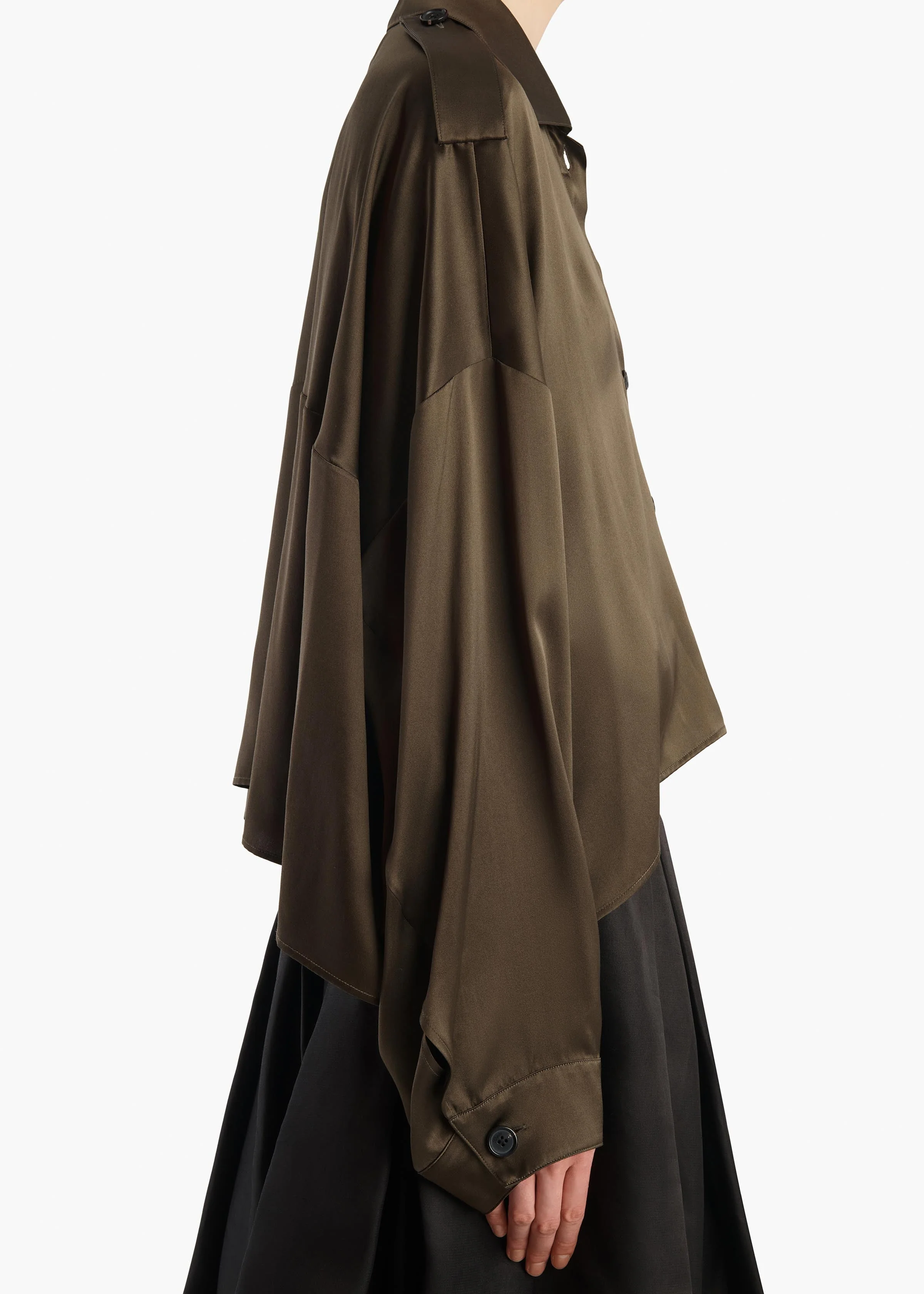 Khaite - Bodine Top in Dark Olive Silk - Image 6