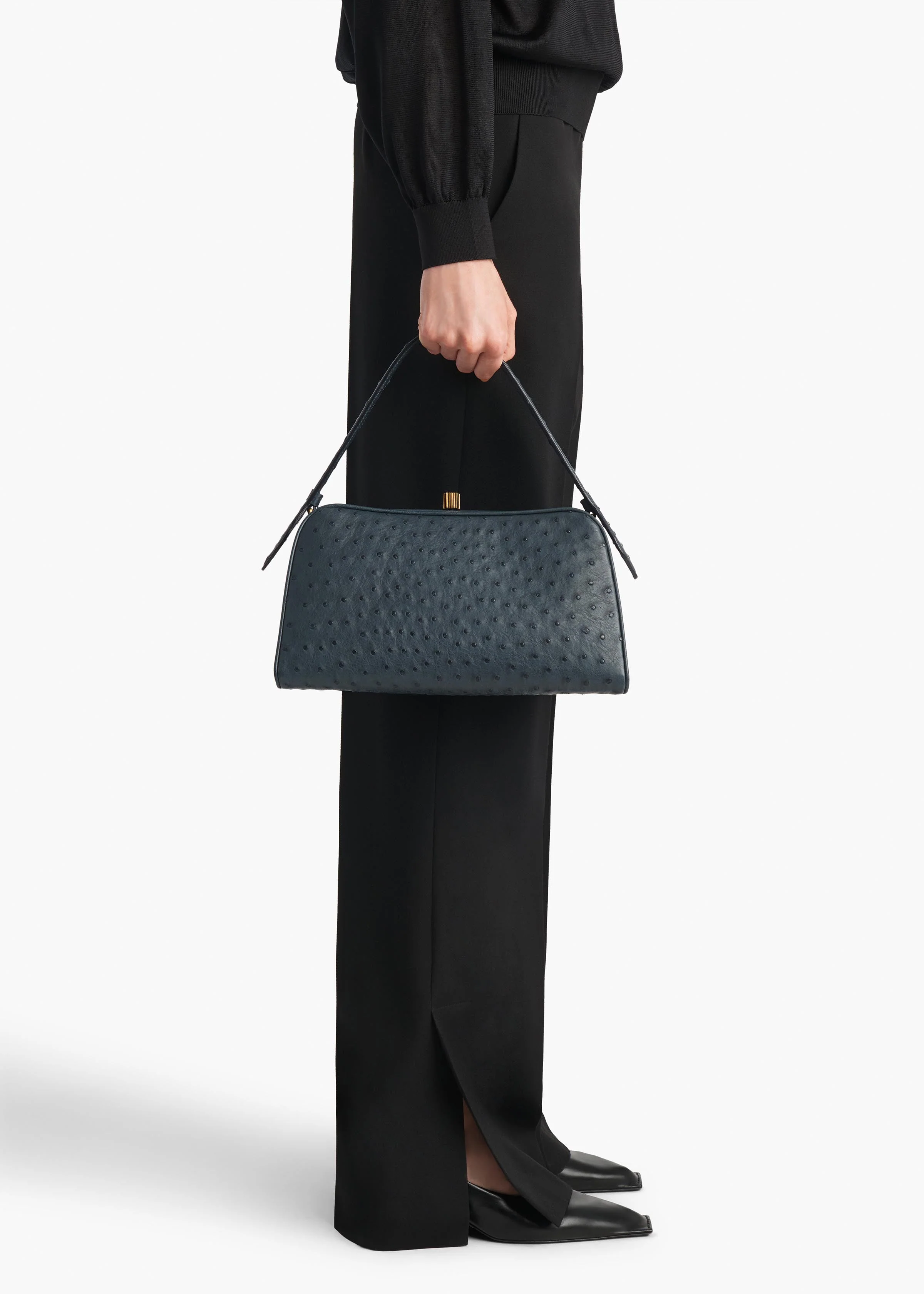 Khaite - Cate Handbag in Midnight Navy Ostrich - Image 5