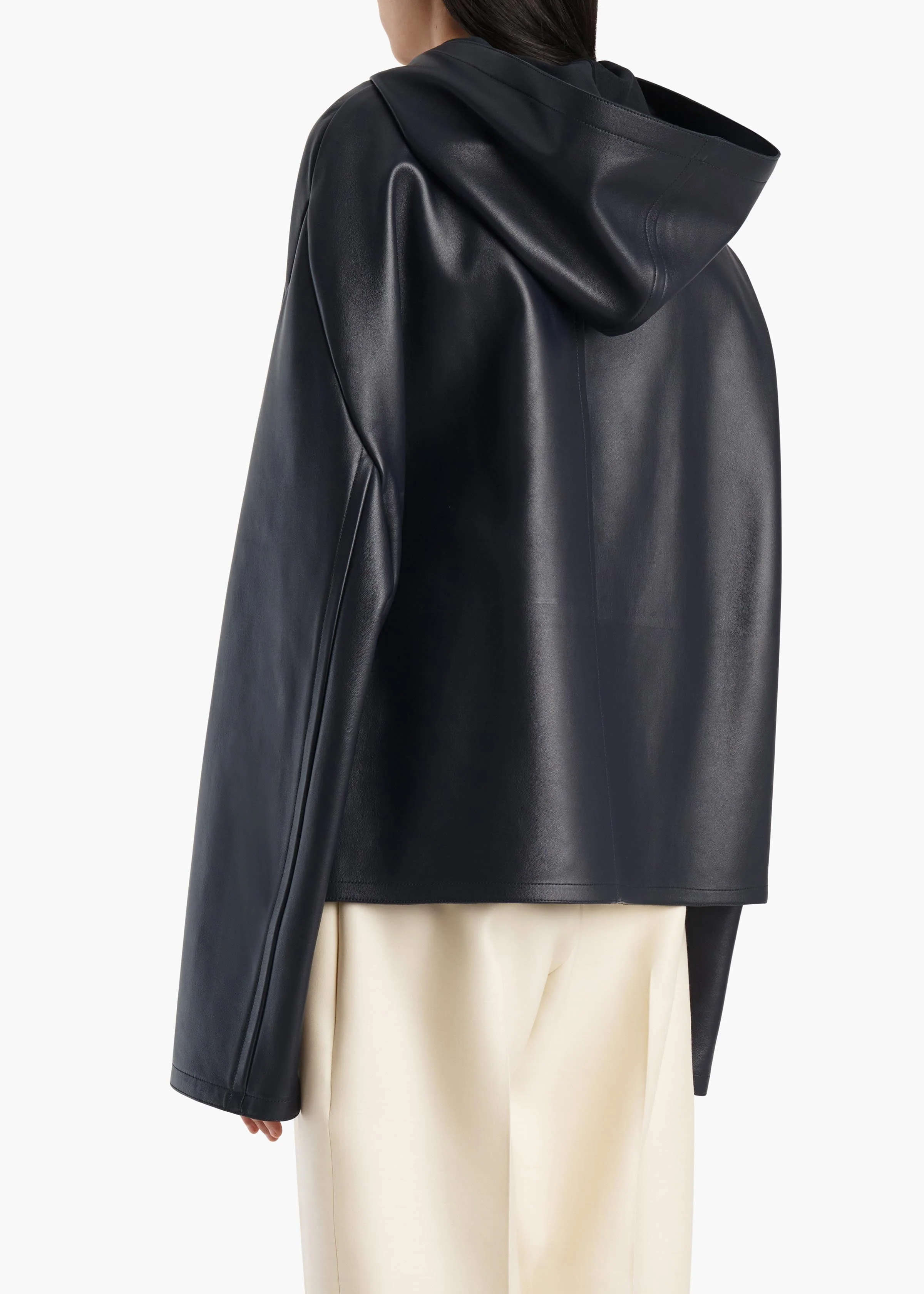 Khaite - Darlo Jacket in Dark Navy Leather - Image 4