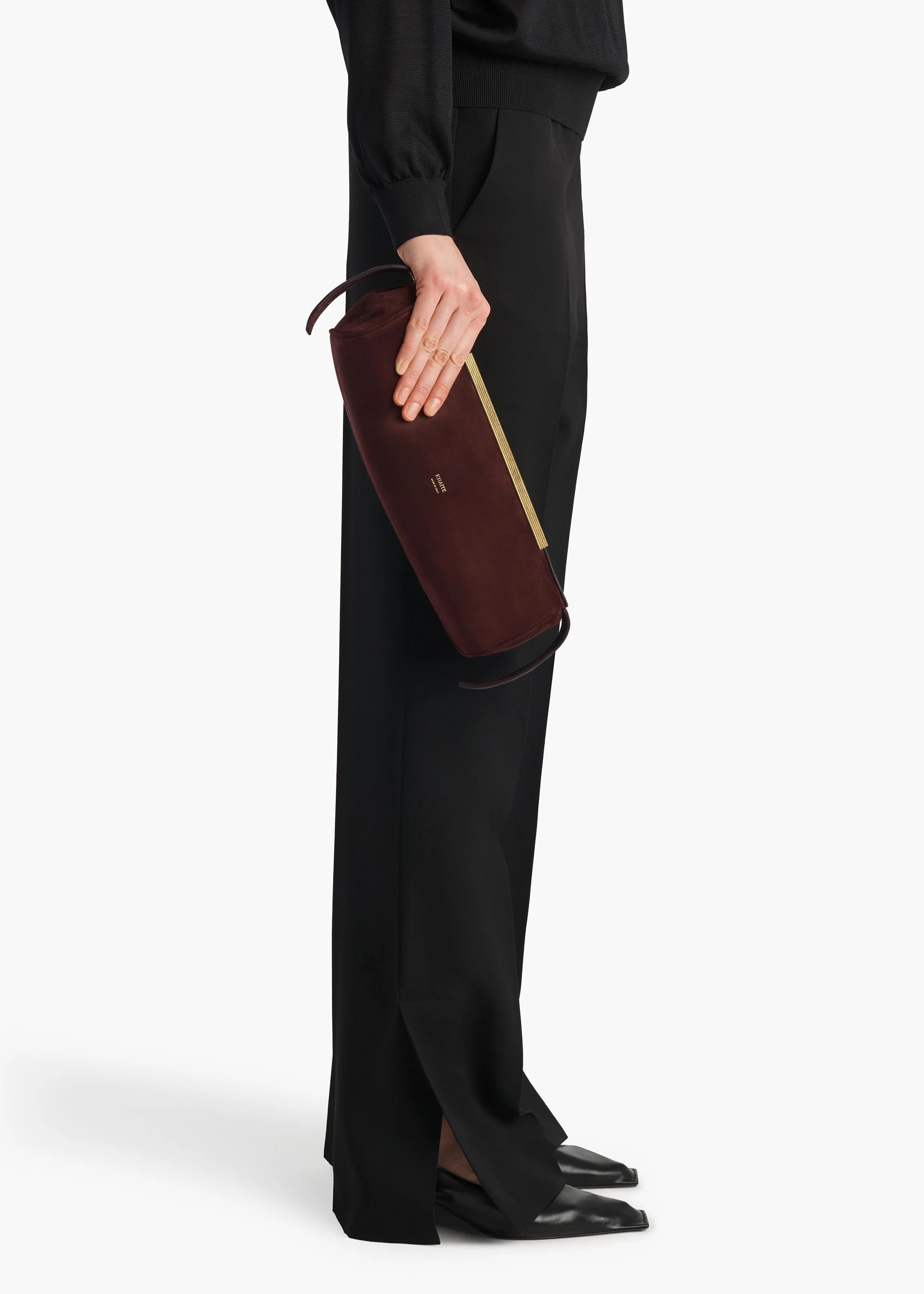 Khaite - Donna Evening Clutch in Rouge Noir Suede - Image 5