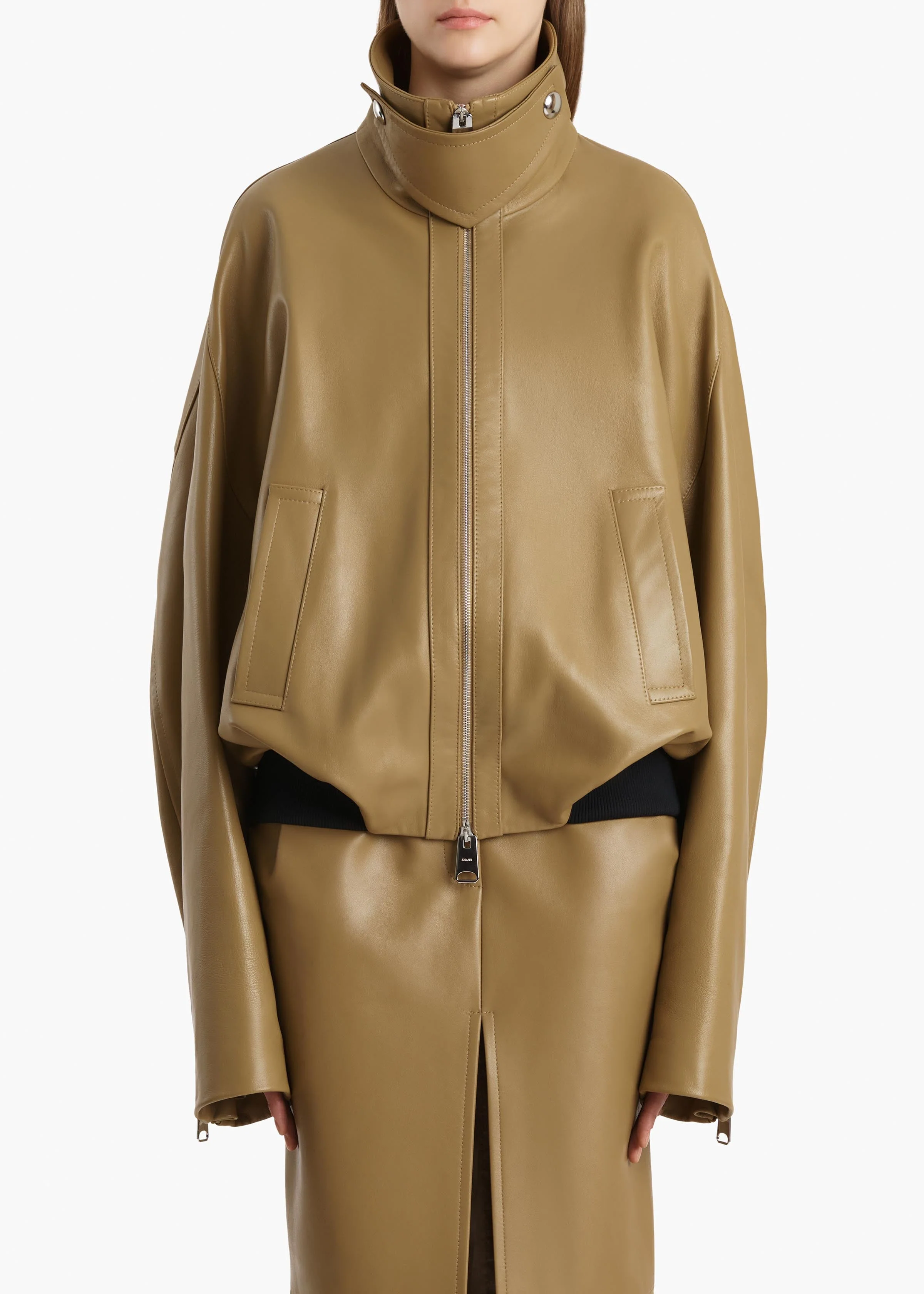 Khaite - Hamett Jacket in Gold Ochre Leather - Image 3
