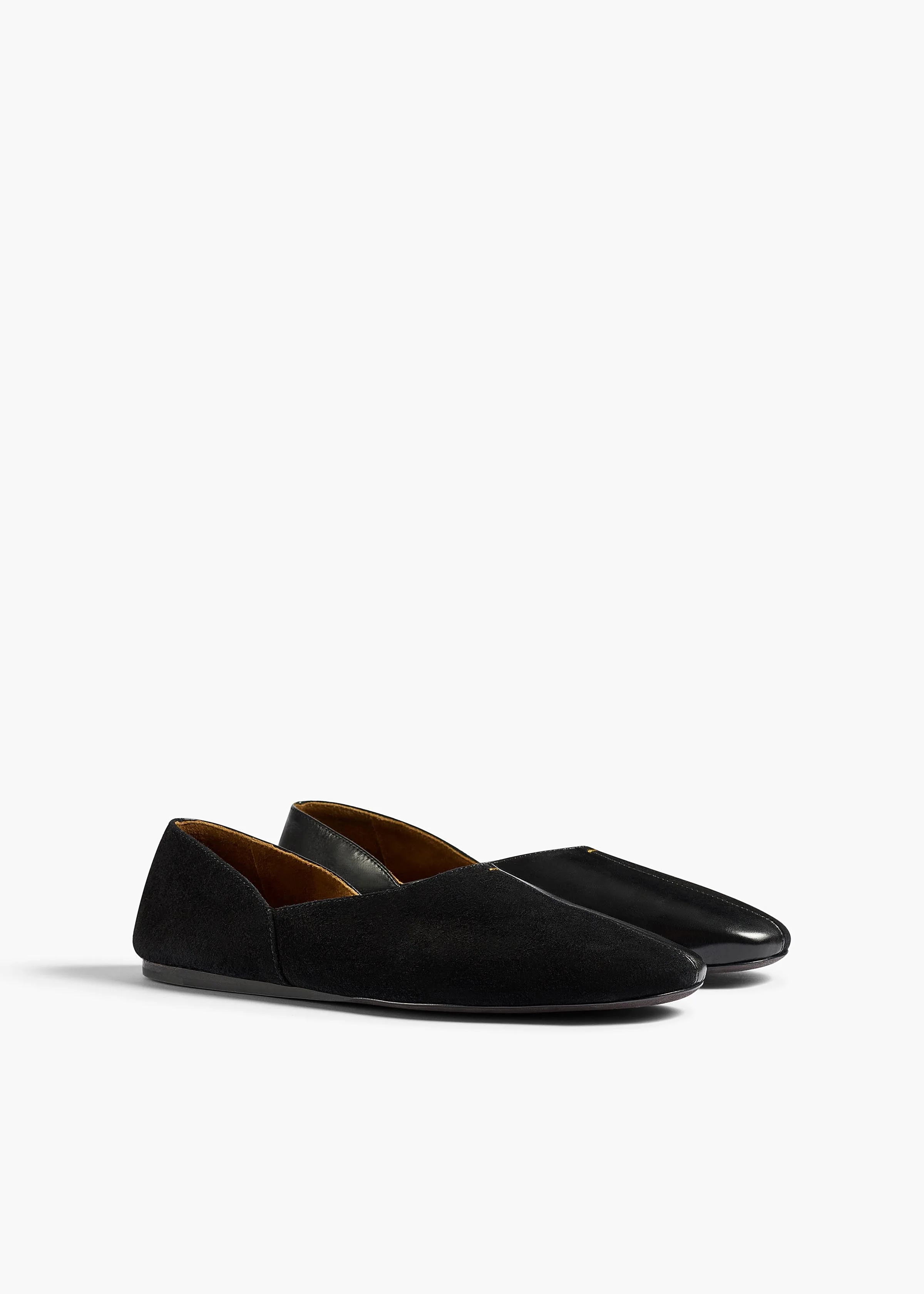 Khaite - Jane Flat in Black Sude and Glazed Leather - Image 2