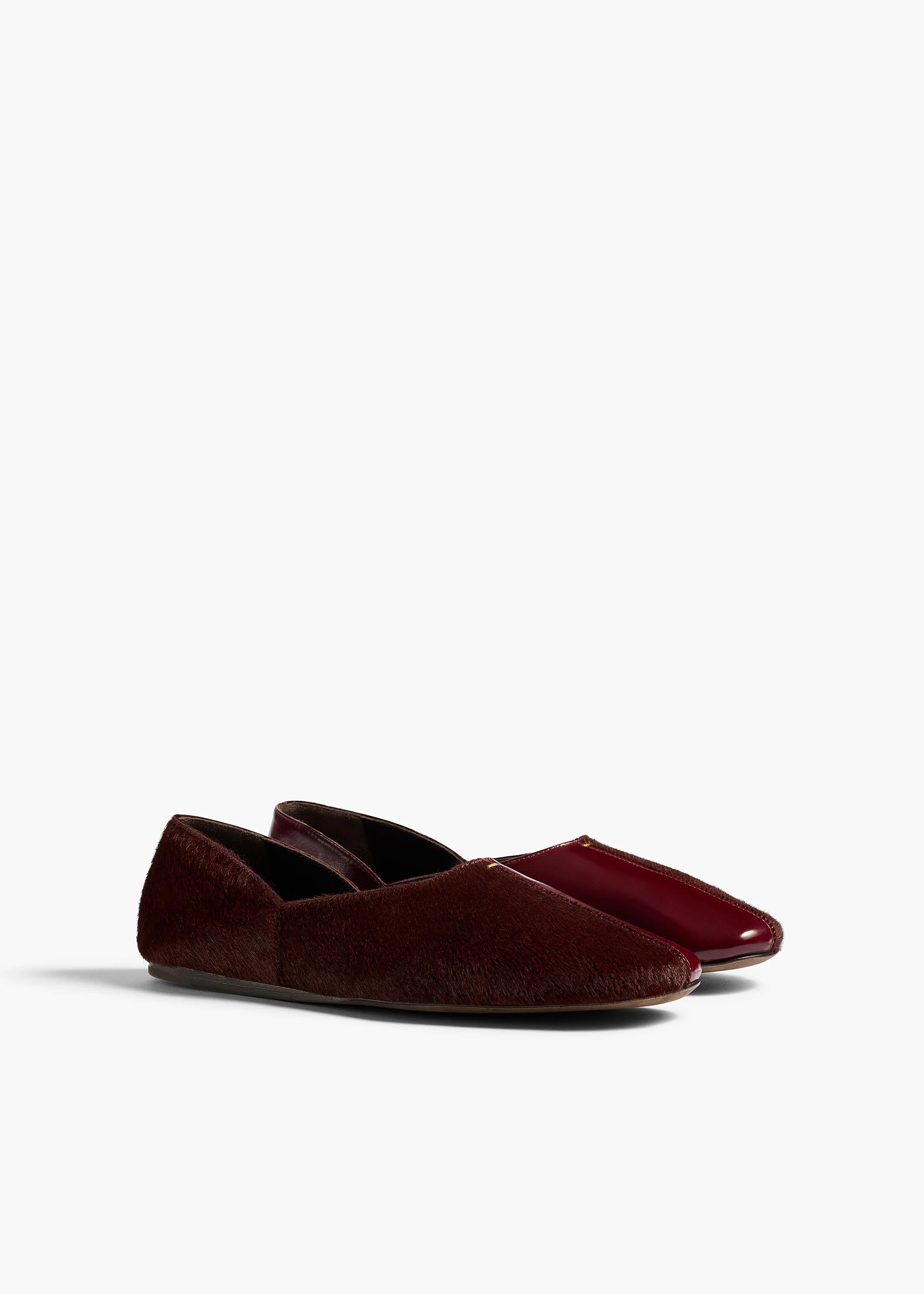 Khaite - Jane Flat in Rouge Noir Haircalf and Glazed Leather - Image 2