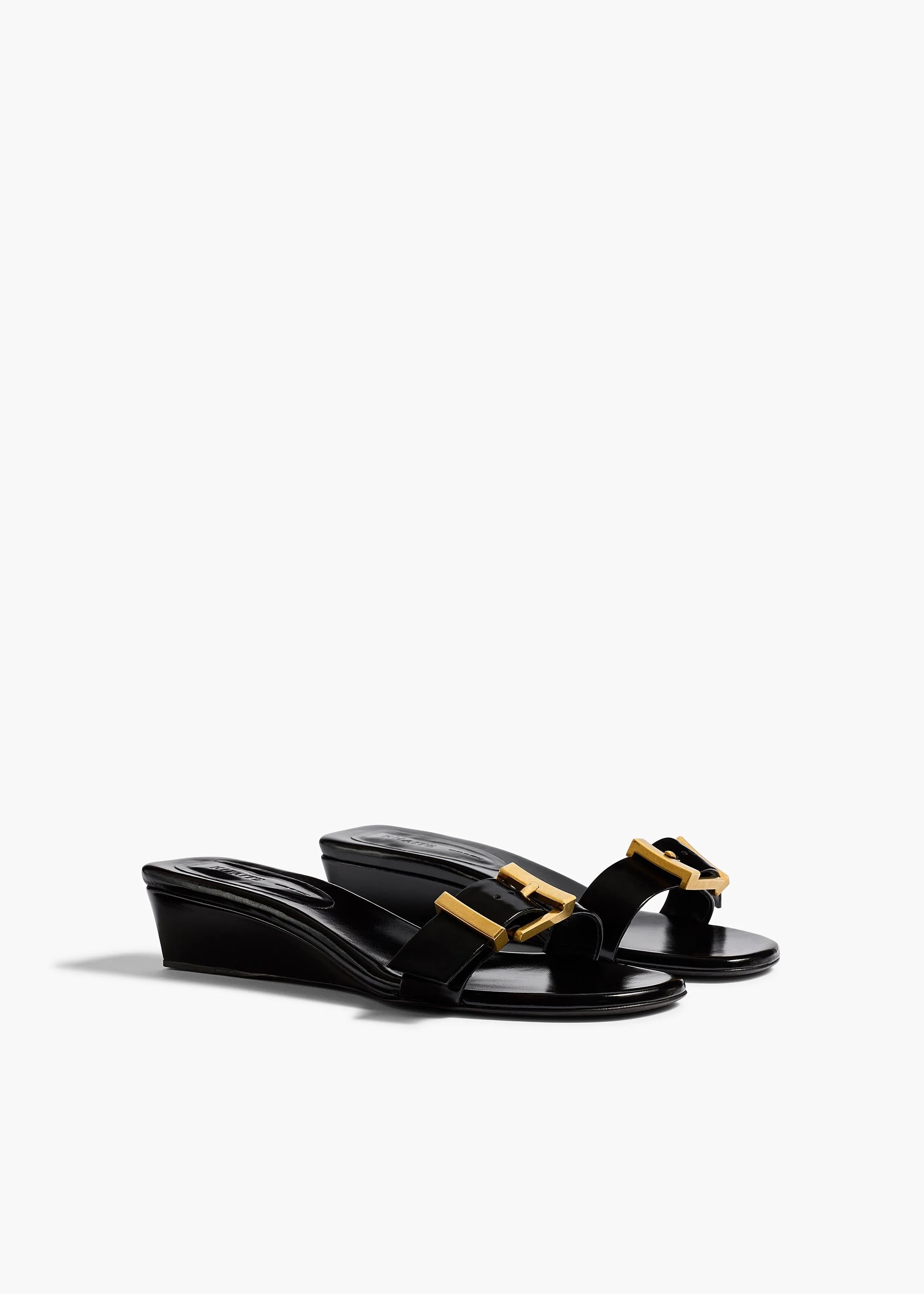Khaite - Manhattan Sandal in Black Glazed Leather - Image 2
