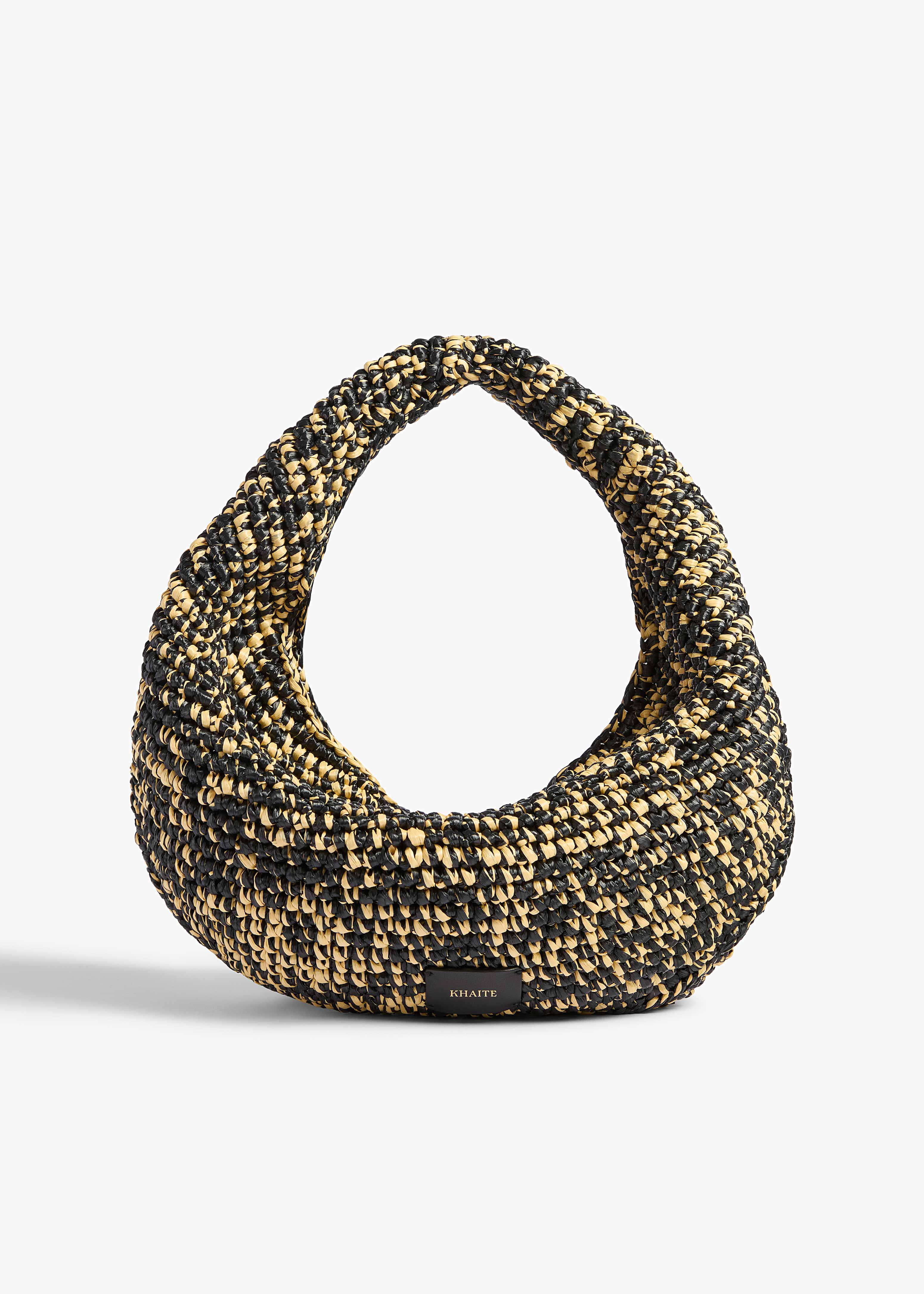 Khaite - Medium Olivia Hobo in Black and White Raffia