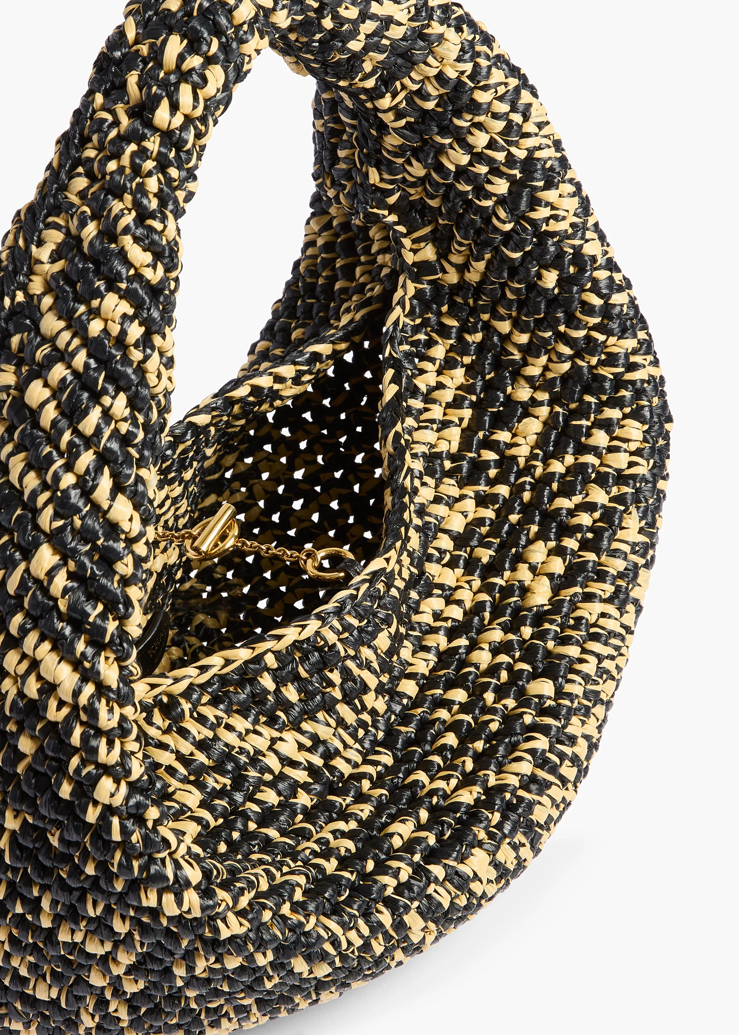 Khaite - Medium Olivia Hobo in Black and White Raffia - Image 4