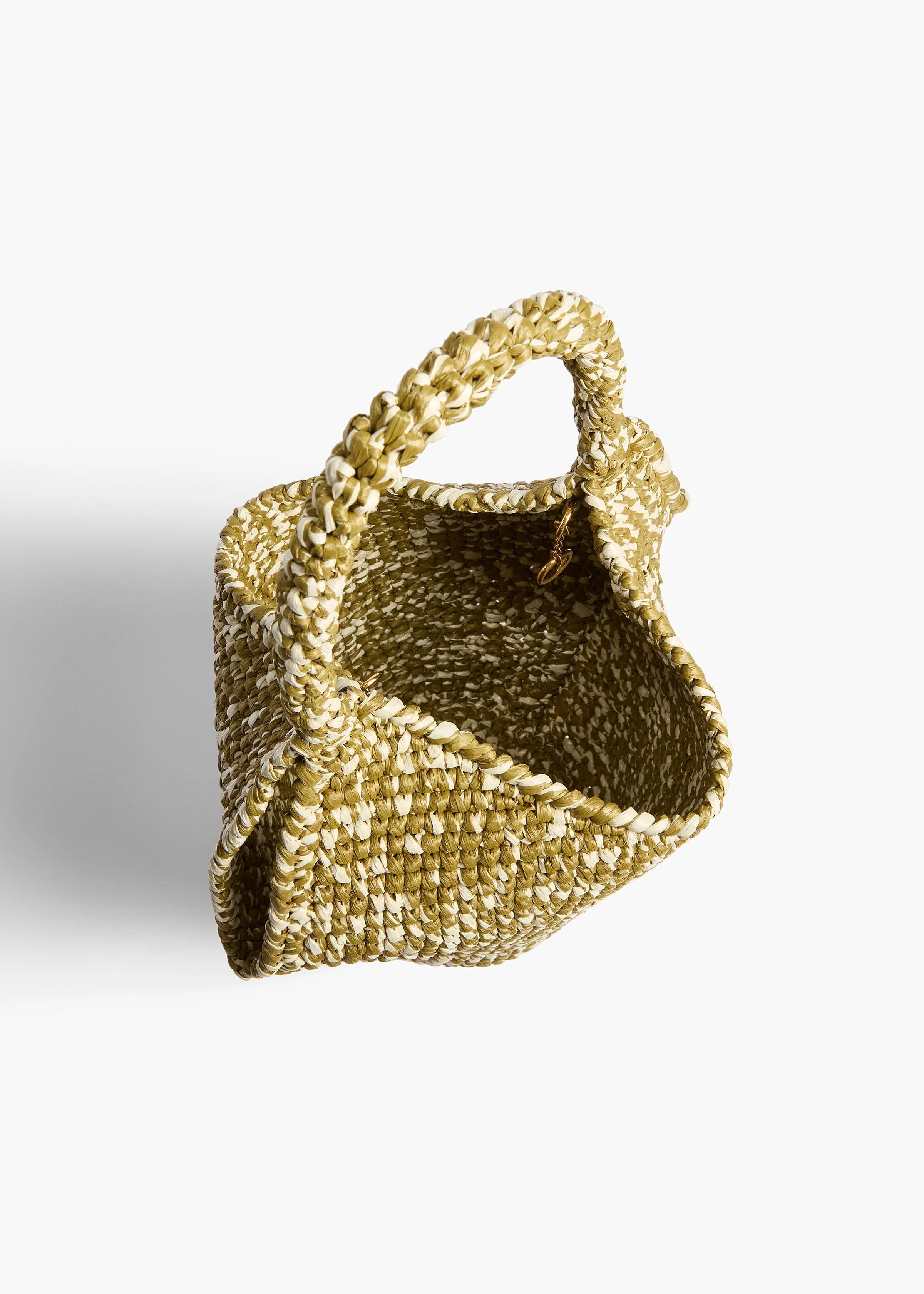 Khaite - Mini Lotus Tote in Olive and White Raffia - Image 3