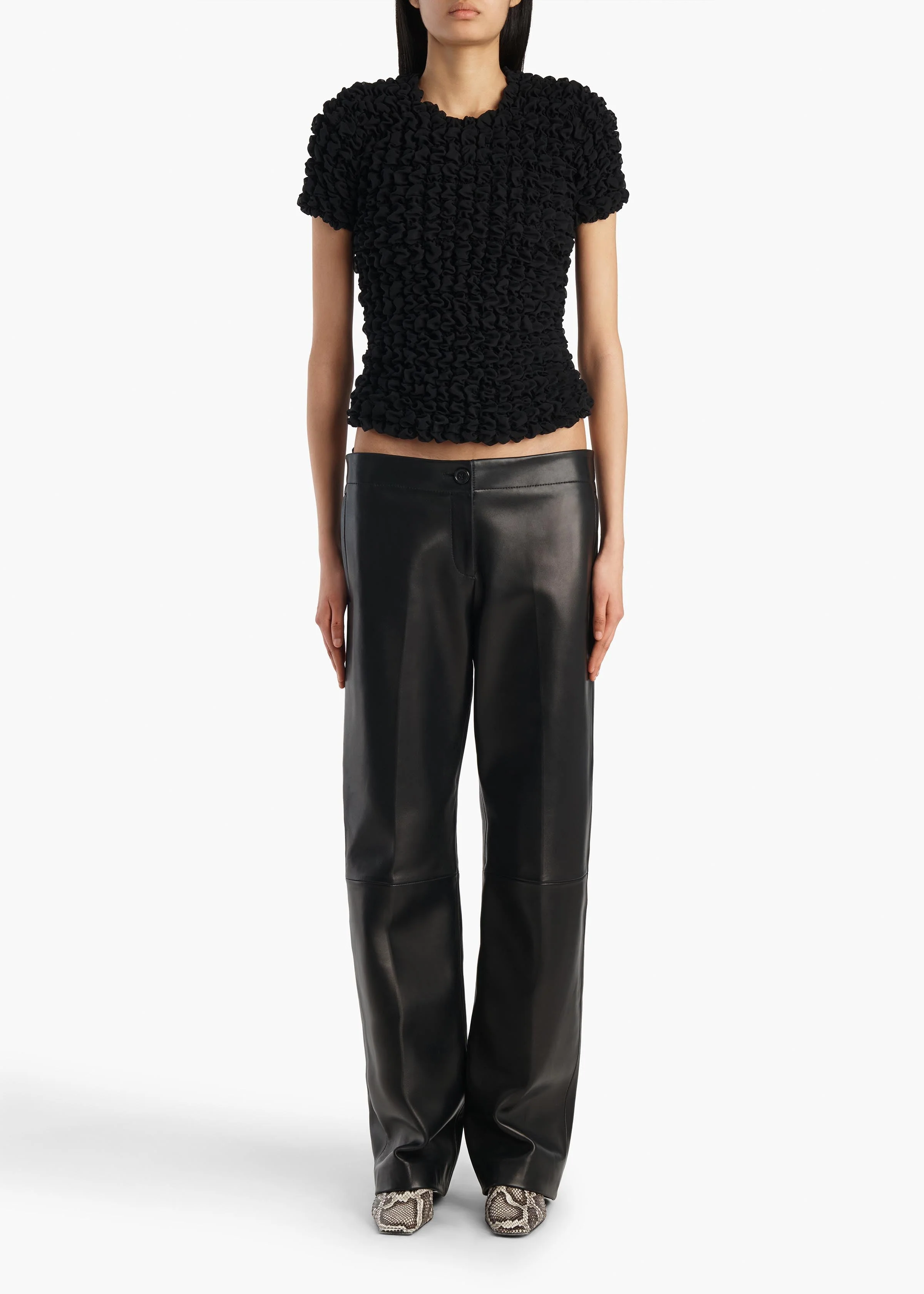Khaite - Mita Pant in Black Leather - Image 2