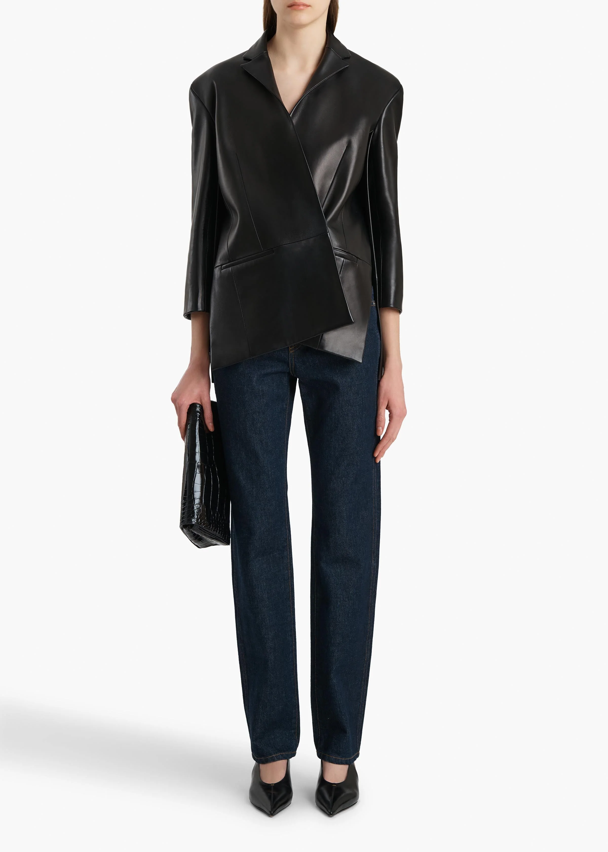 Khaite - Palto Jacket in Black Leather - Image 2