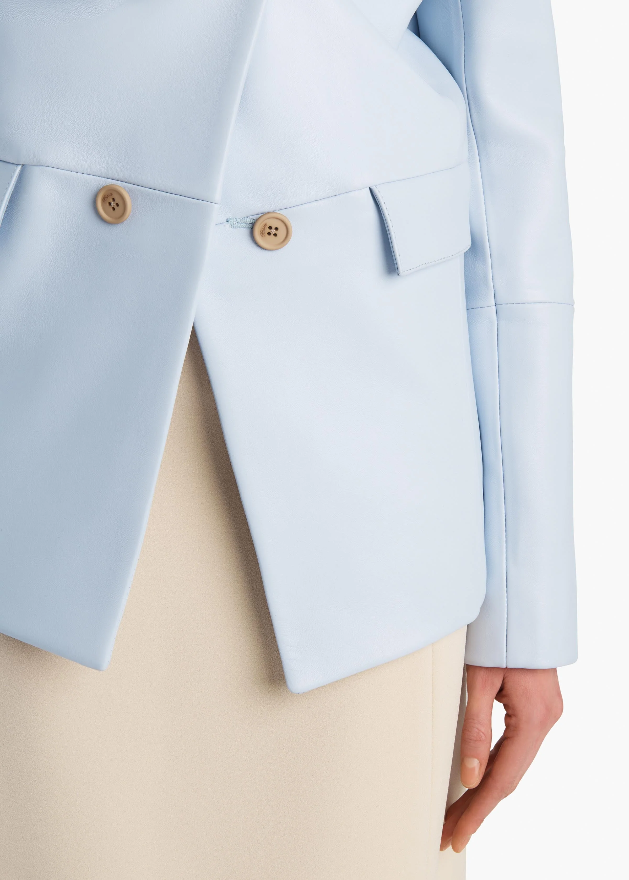Khaite - Rolo Jacket in Sky Blue Leather - Image 6