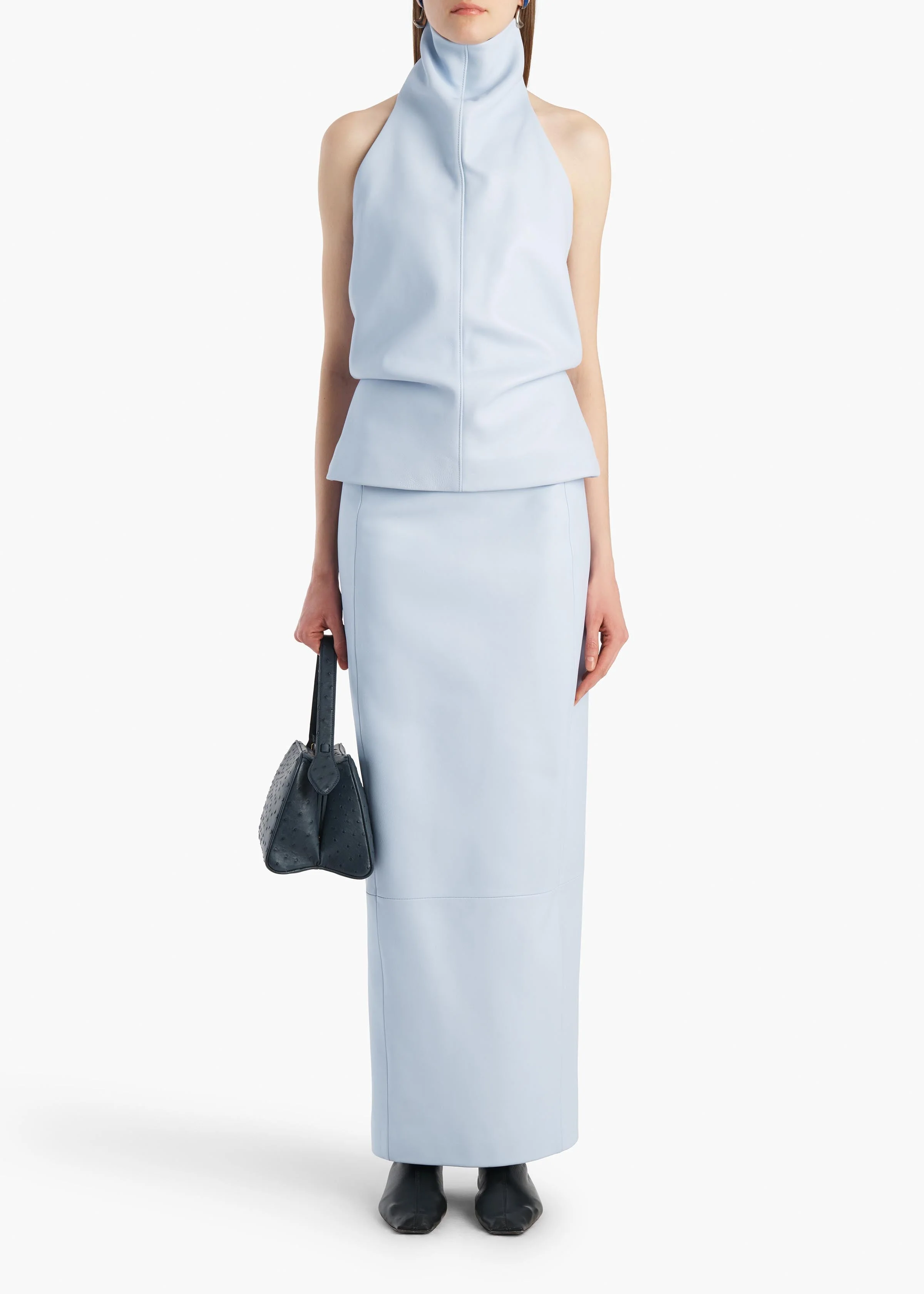 Khaite - Rone Top in Sky Blue Leather - Image 2