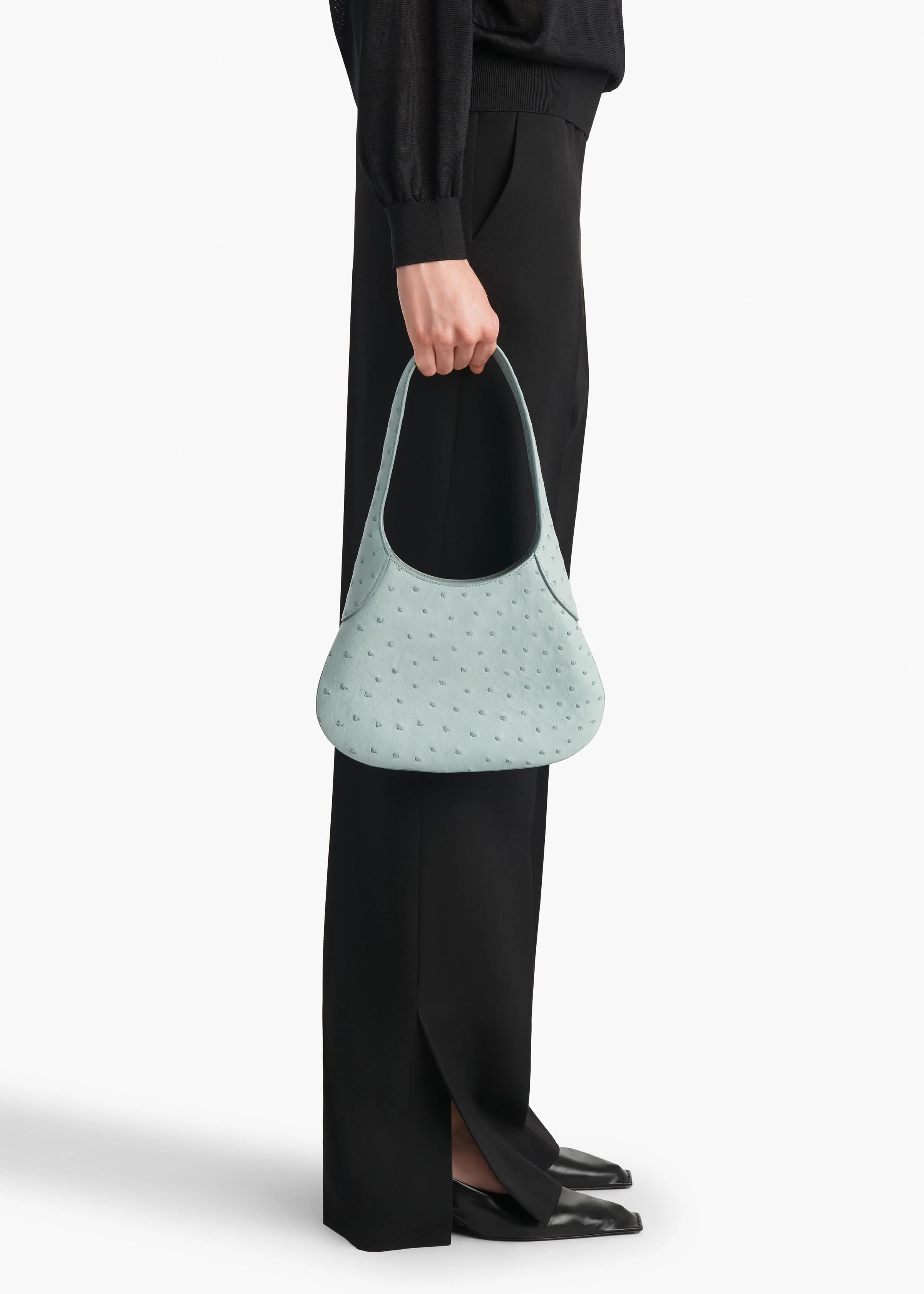 Khaite - Small Joan Hobo in Frost Ostrich - Image 5