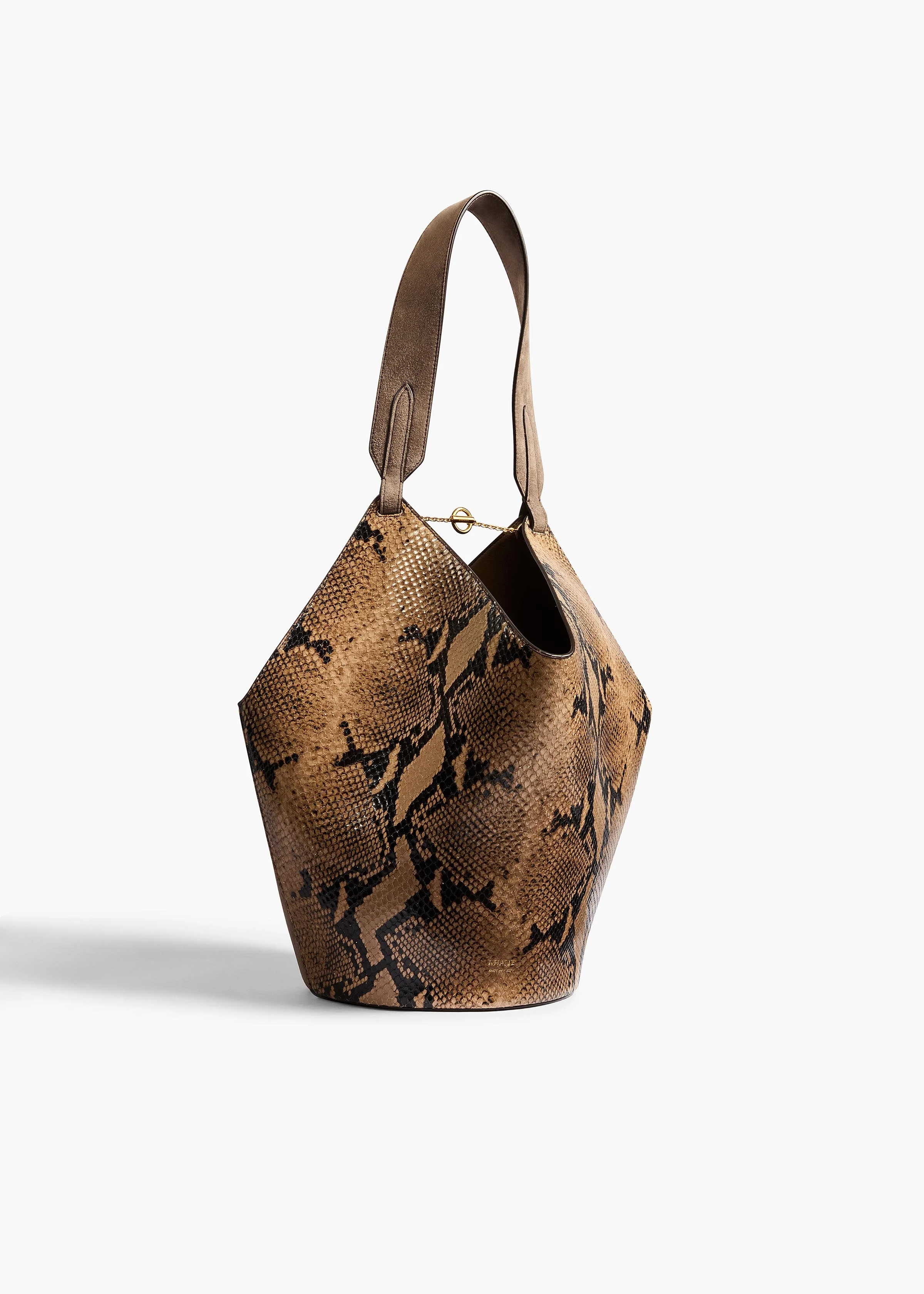 Khaite - Small Lotus Tote in Python - Embossed Taupe and Morning Dove