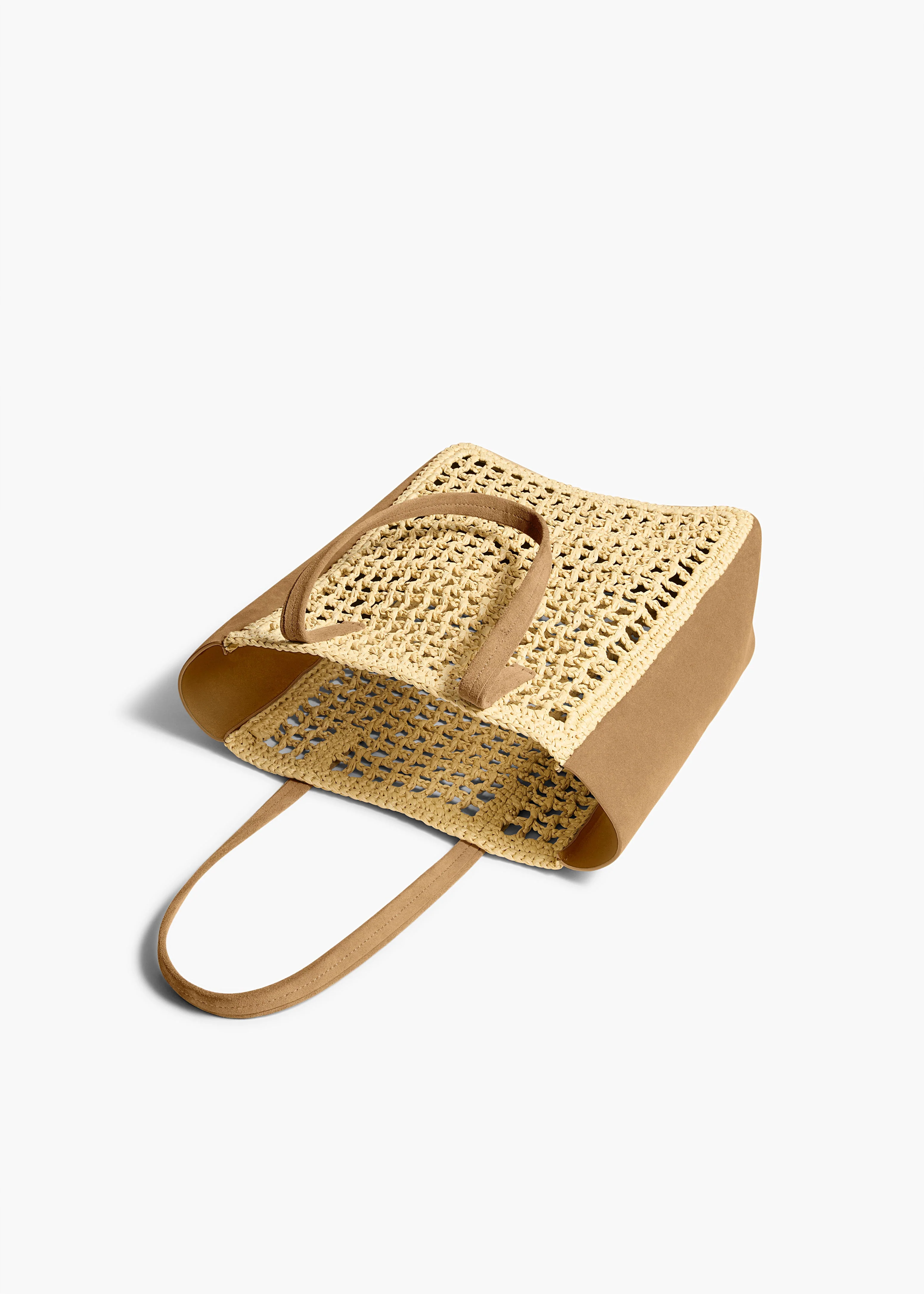 Khaite - Small Zoe Tote in Natural Raffia with Mud Suede - Image 3