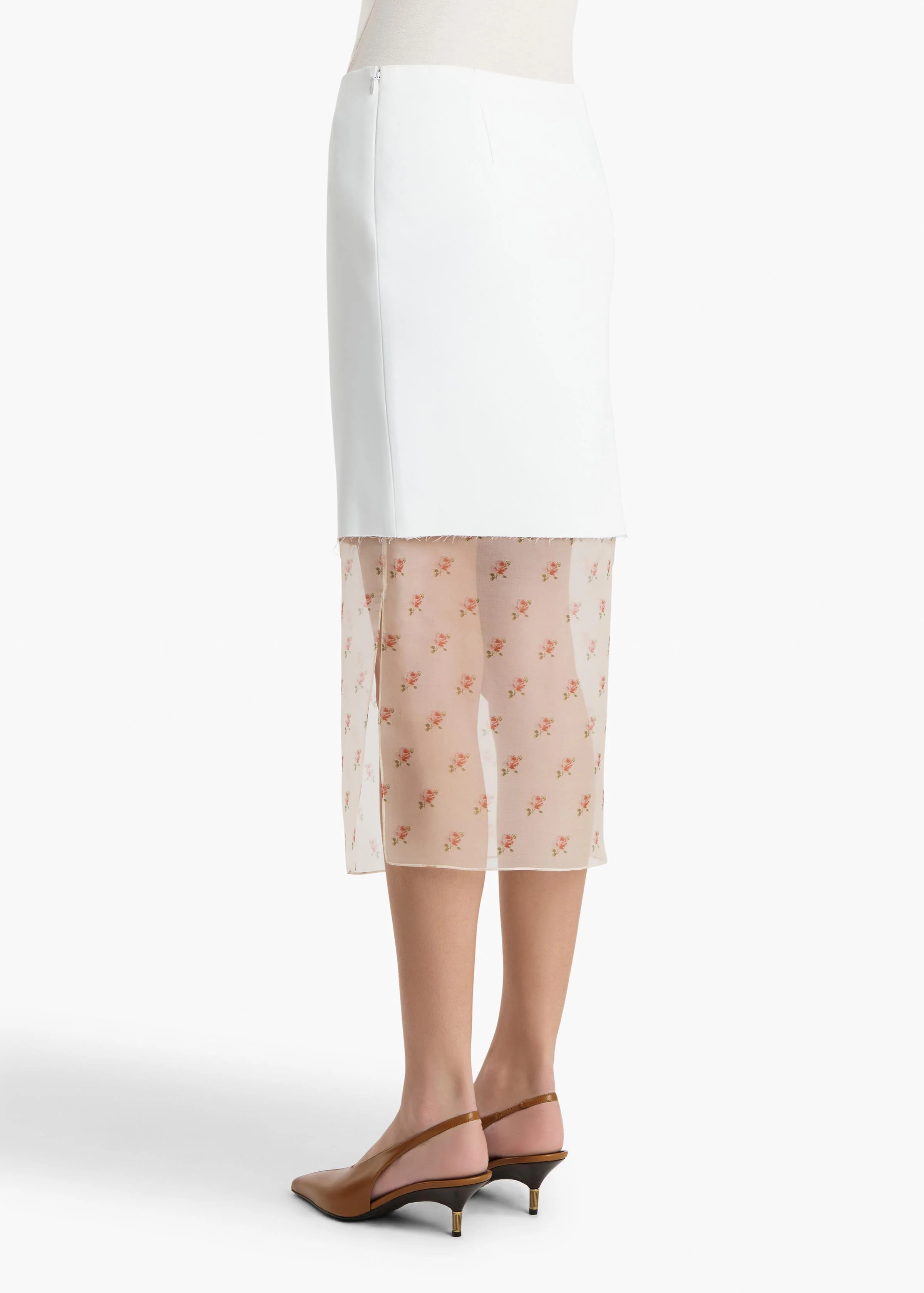 Khaite - Sybil Skirt in Chalk with Ditsy Rose Print - Image 4