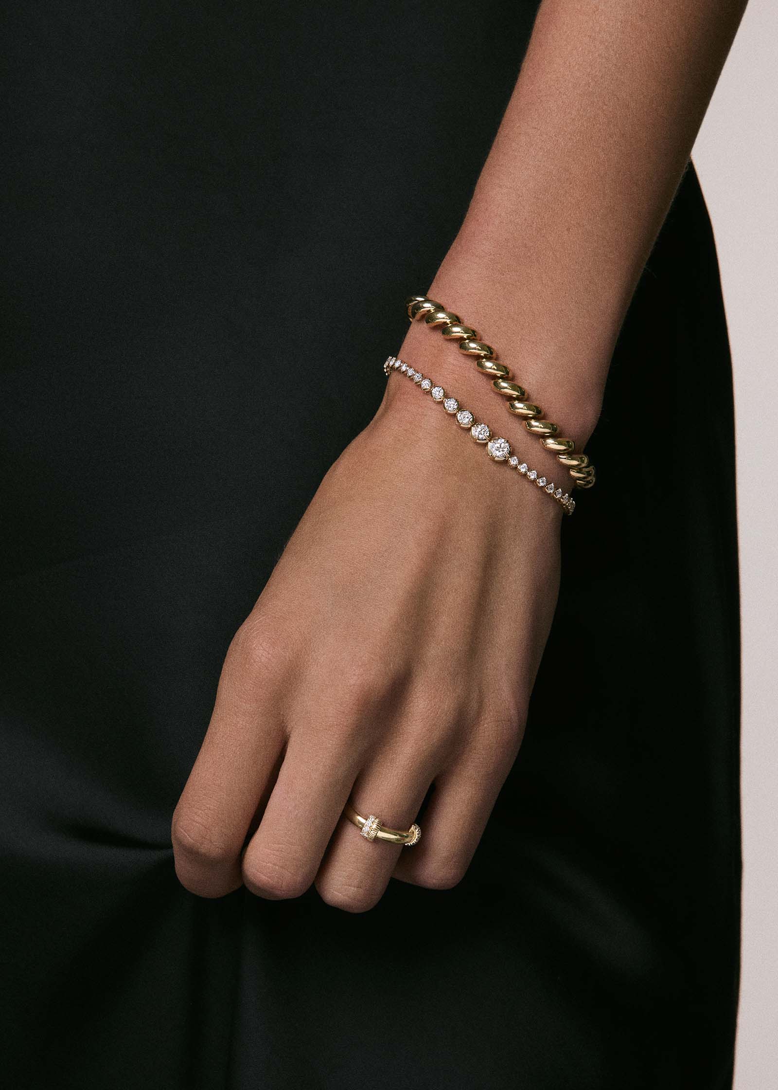 Kinn - Naomi Graduated Tennis Bracelet Yellow Gold - Image 2
