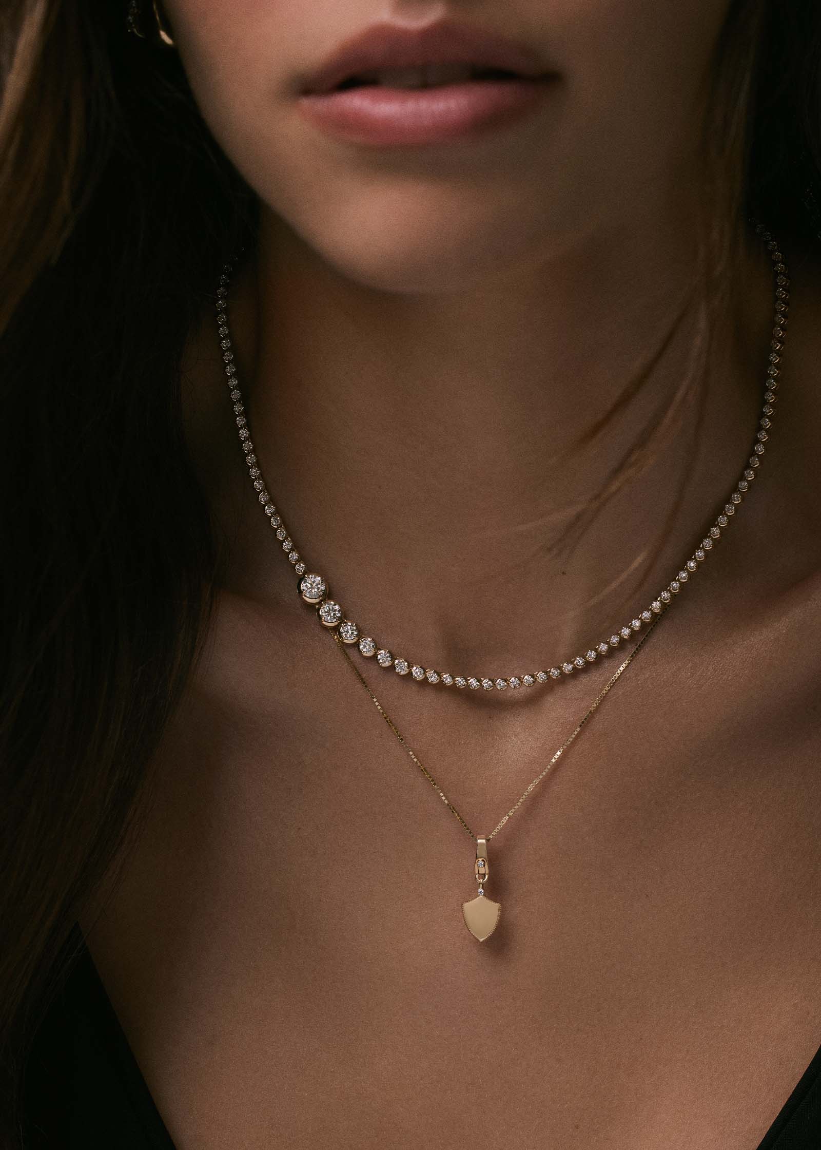 Kinn - Naomi Graduated Tennis Necklace Yellow Gold - Image 2
