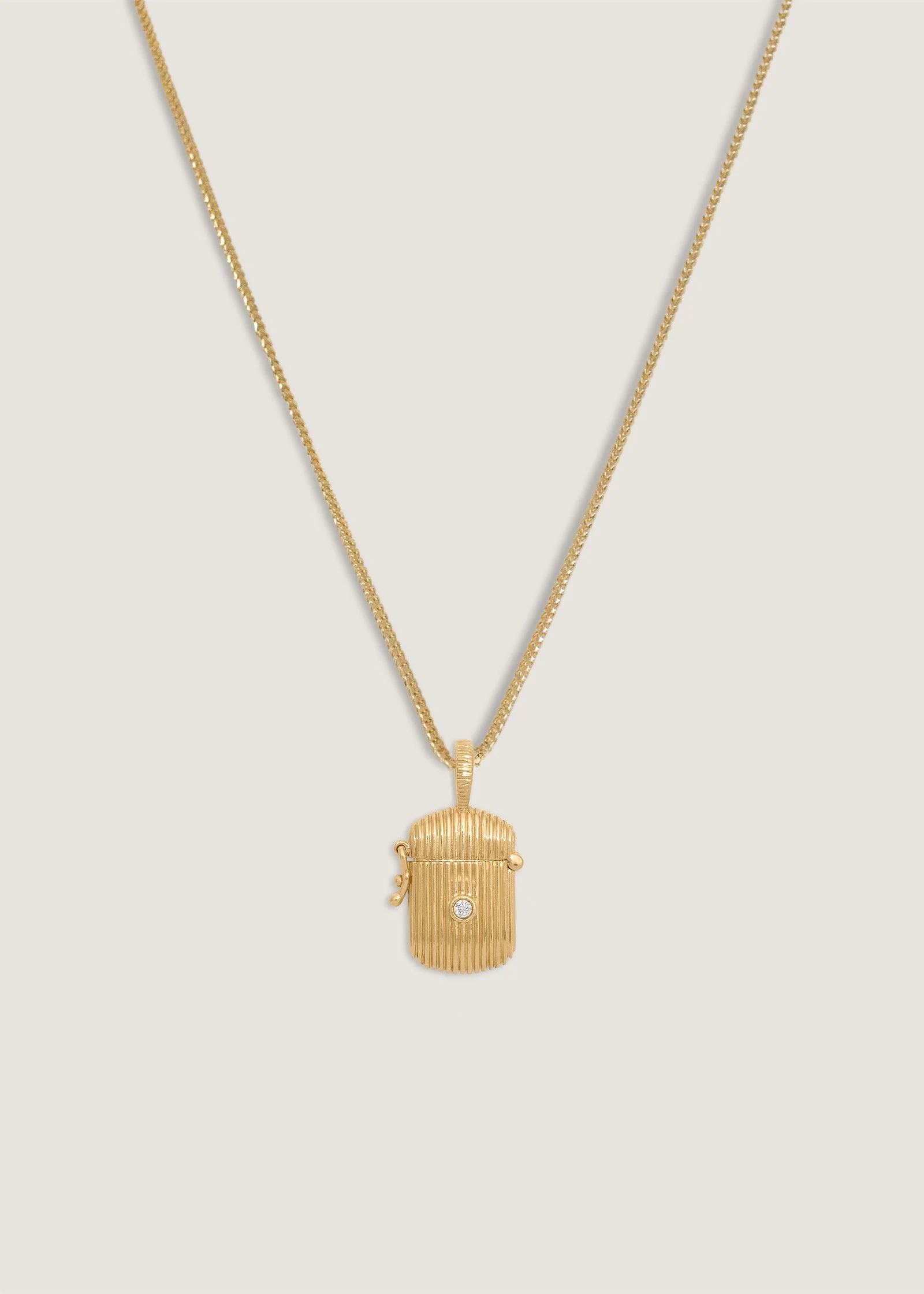 Kinn - Relic Ribbed Locket Necklace Garnet - Image 7