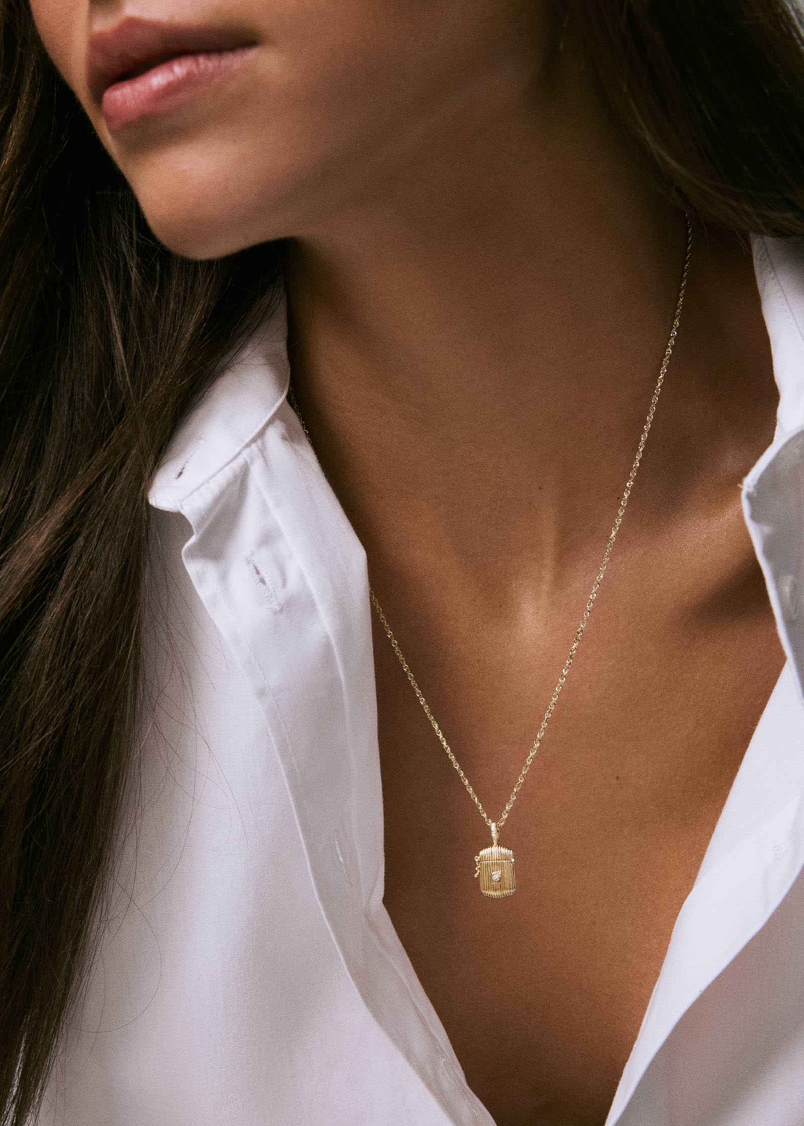 Kinn - Relic Ribbed Locket Pendant Diamond - Image 3