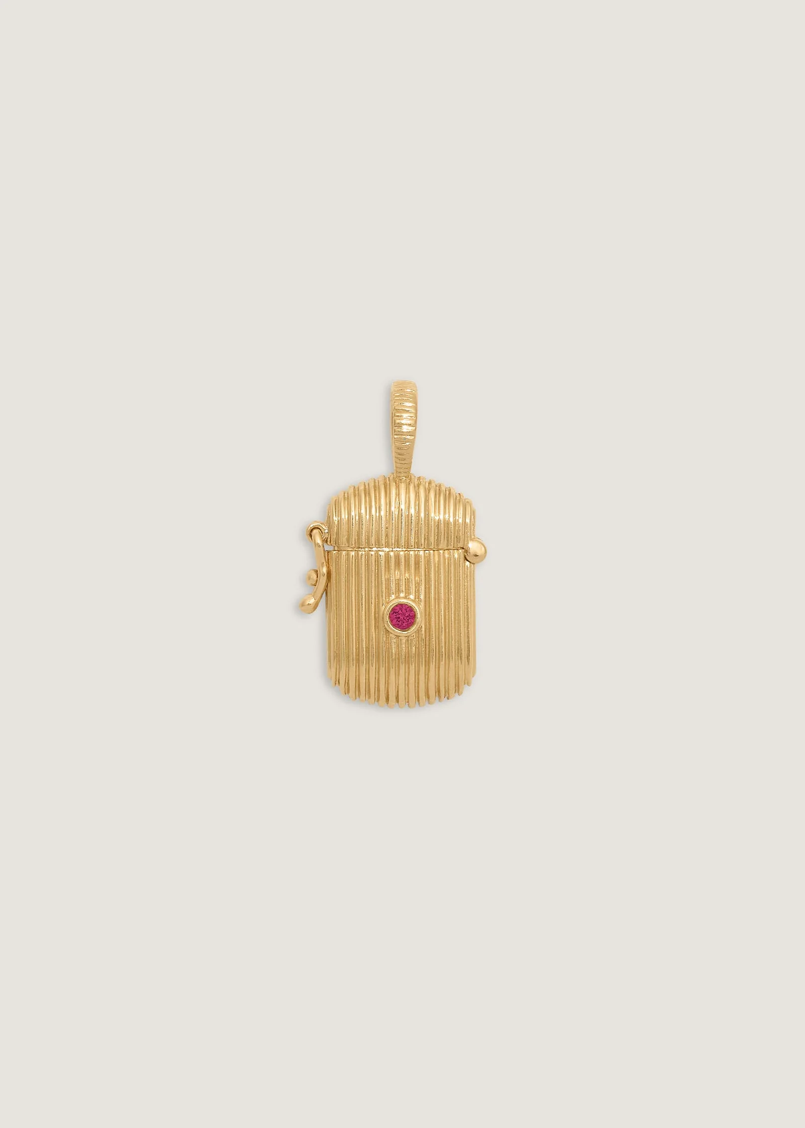 Kinn - Relic Ribbed Locket Pendant Ruby