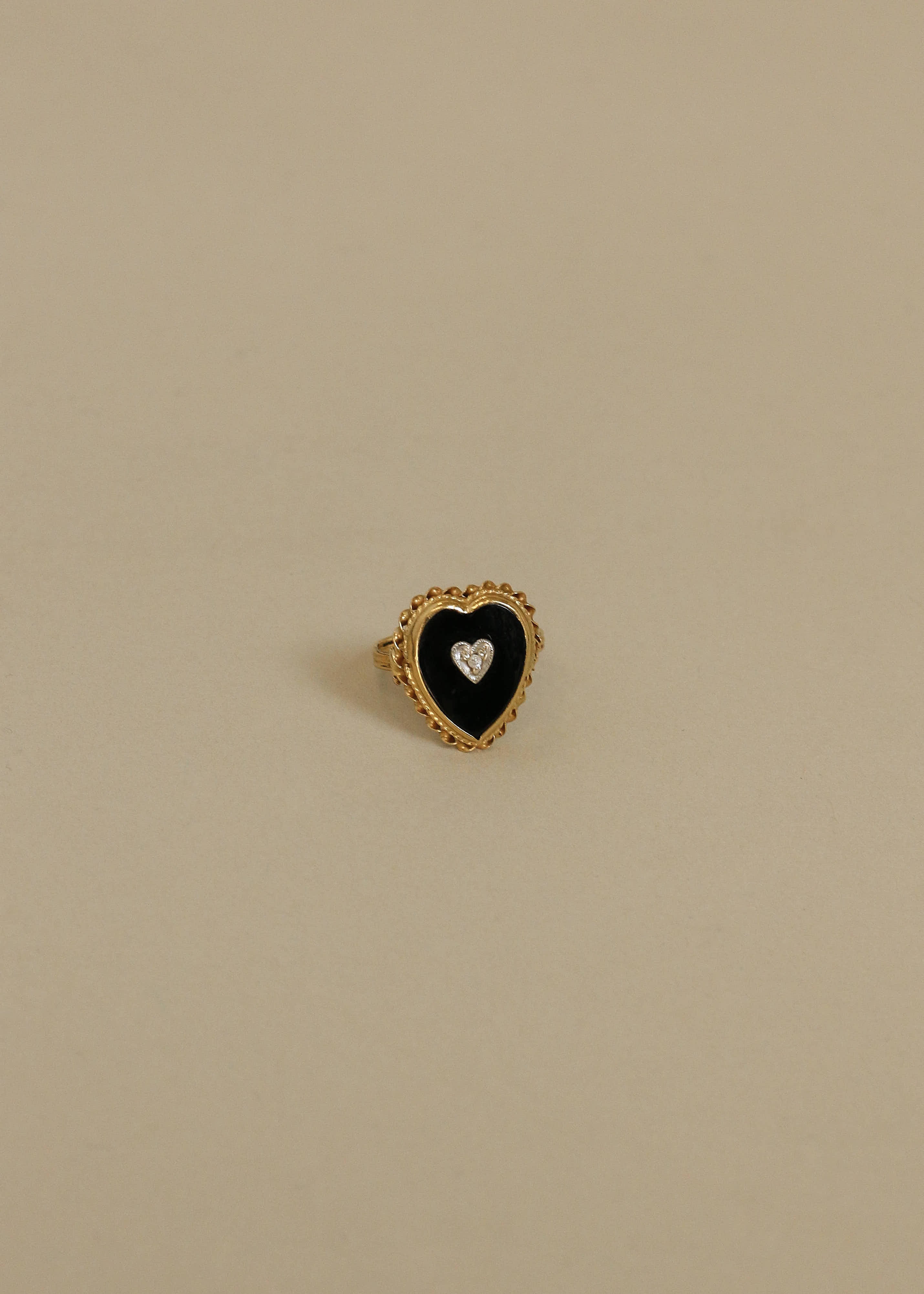 Kinn - Vintage 14k Black Heart Diamond Ring