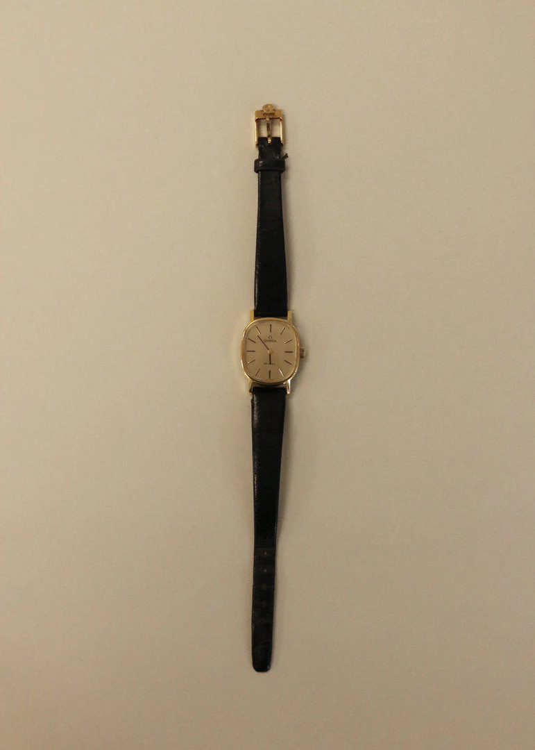 Kinn - Vintage Omega Leather Strap Watch Black Gold