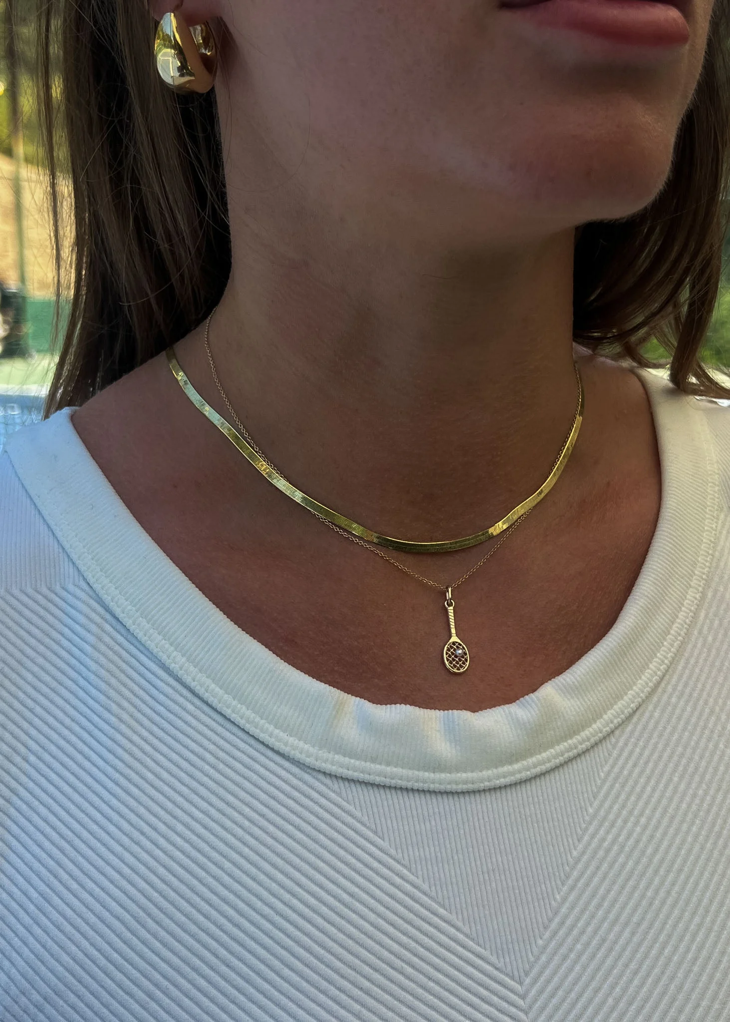 Kinn - x Sunset Tennis Club Ball And Racquet Necklace Pearl - Image 5