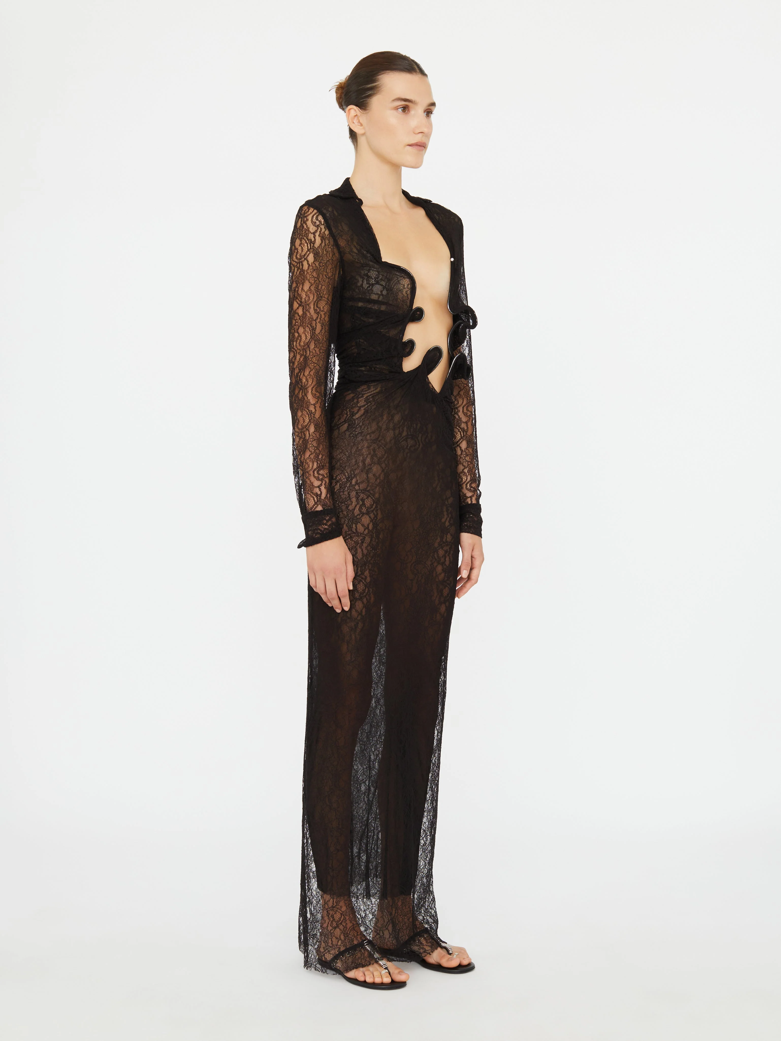 Christopher Esber - Lace Venus Plunge Shirt Dress - Image 2