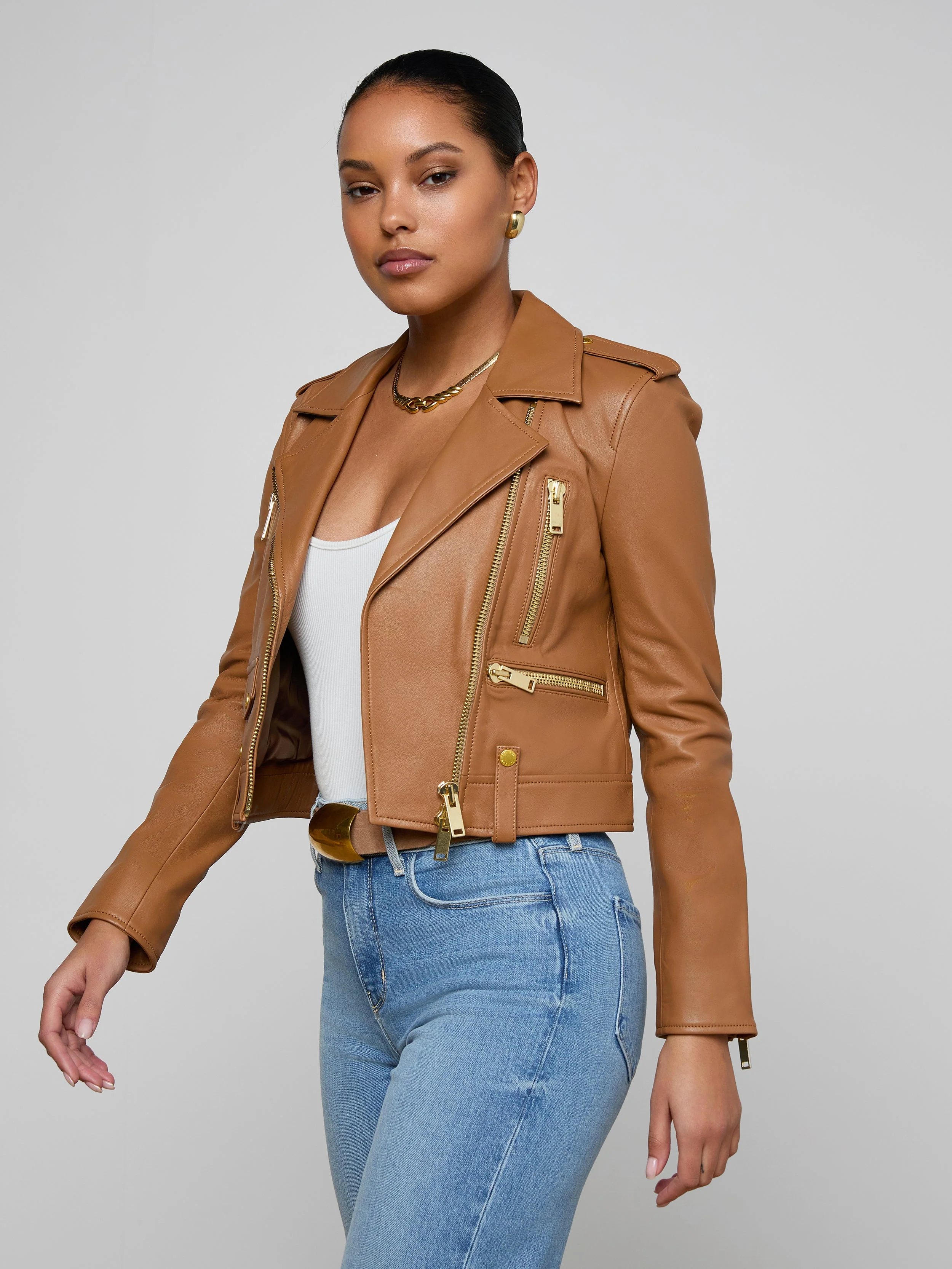 L'AGENCE - Blakely Leather Biker Jacket - Image 3