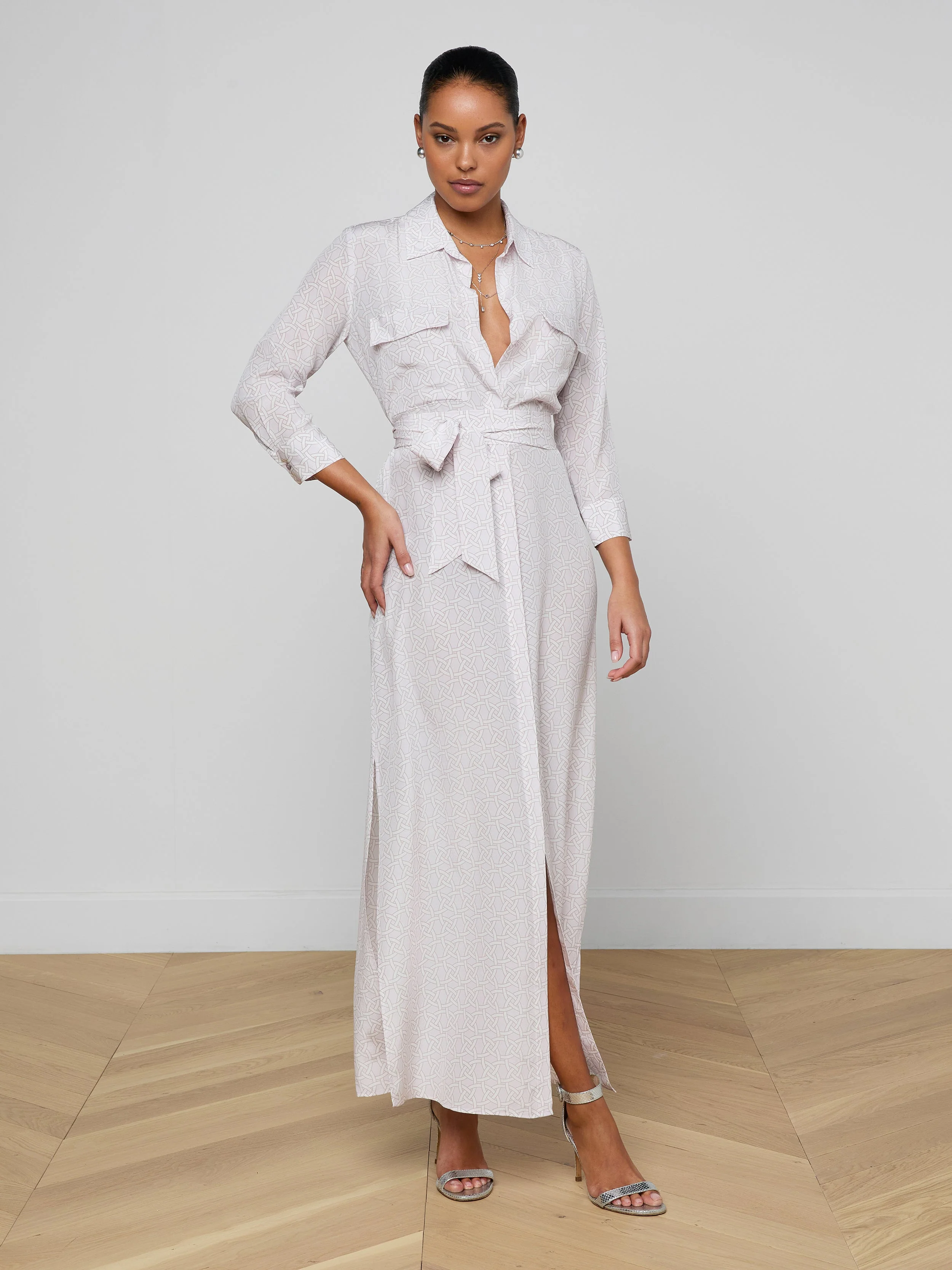 L'AGENCE - Cameron Silk Shirt Dress
