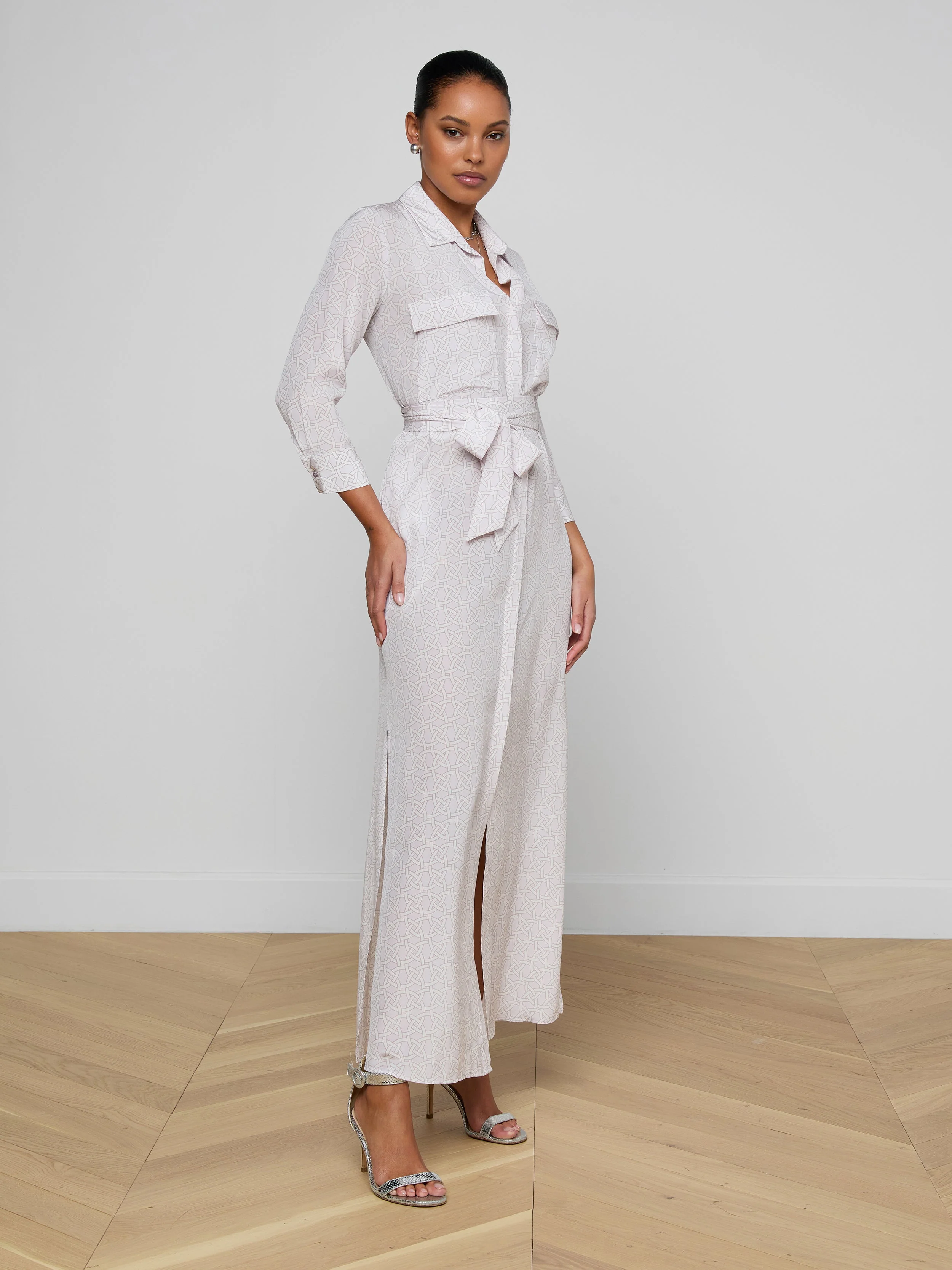 L'AGENCE - Cameron Silk Shirt Dress - Image 3