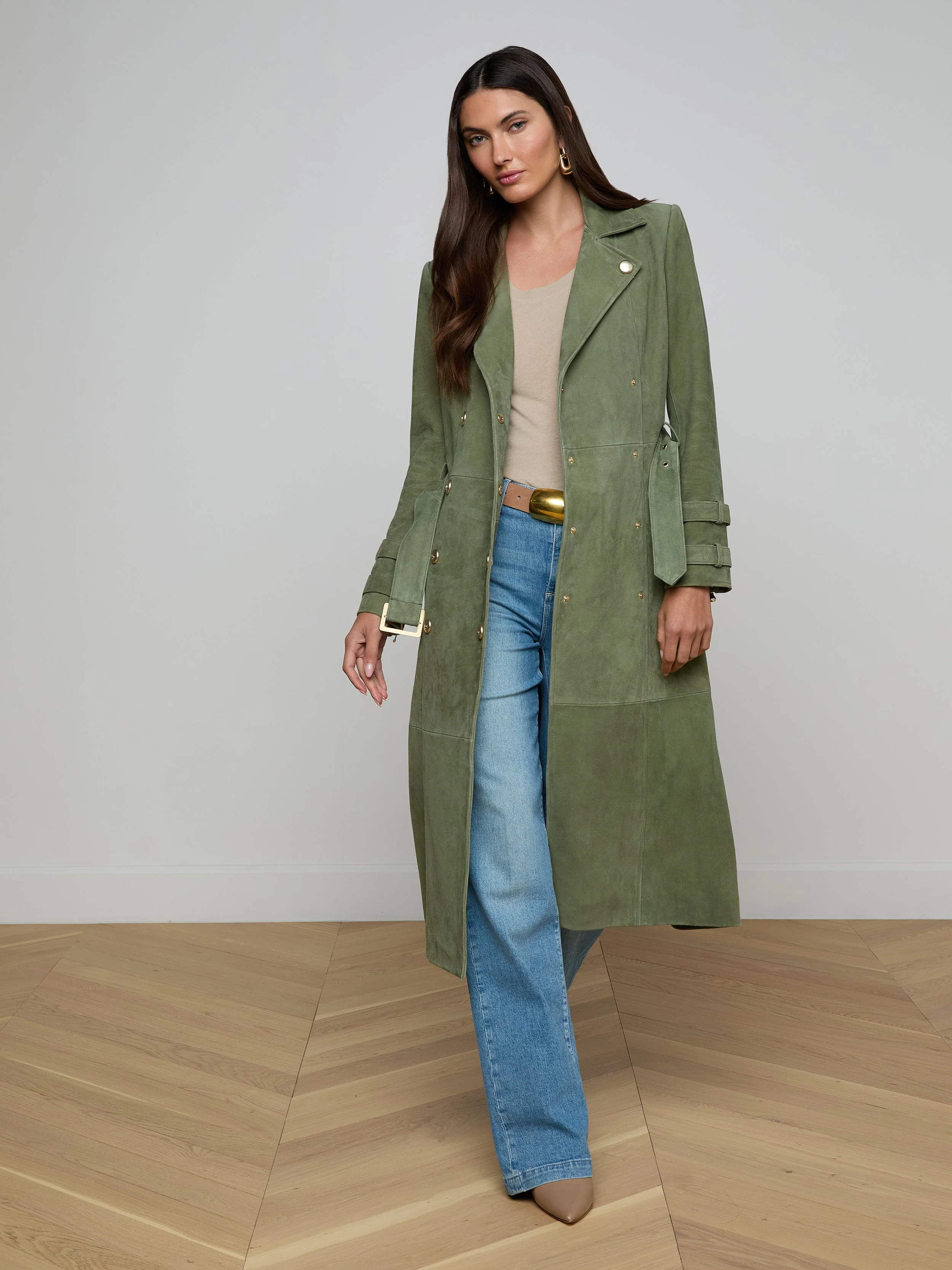 L'AGENCE - Celina Suede Trench Coat - Image 3