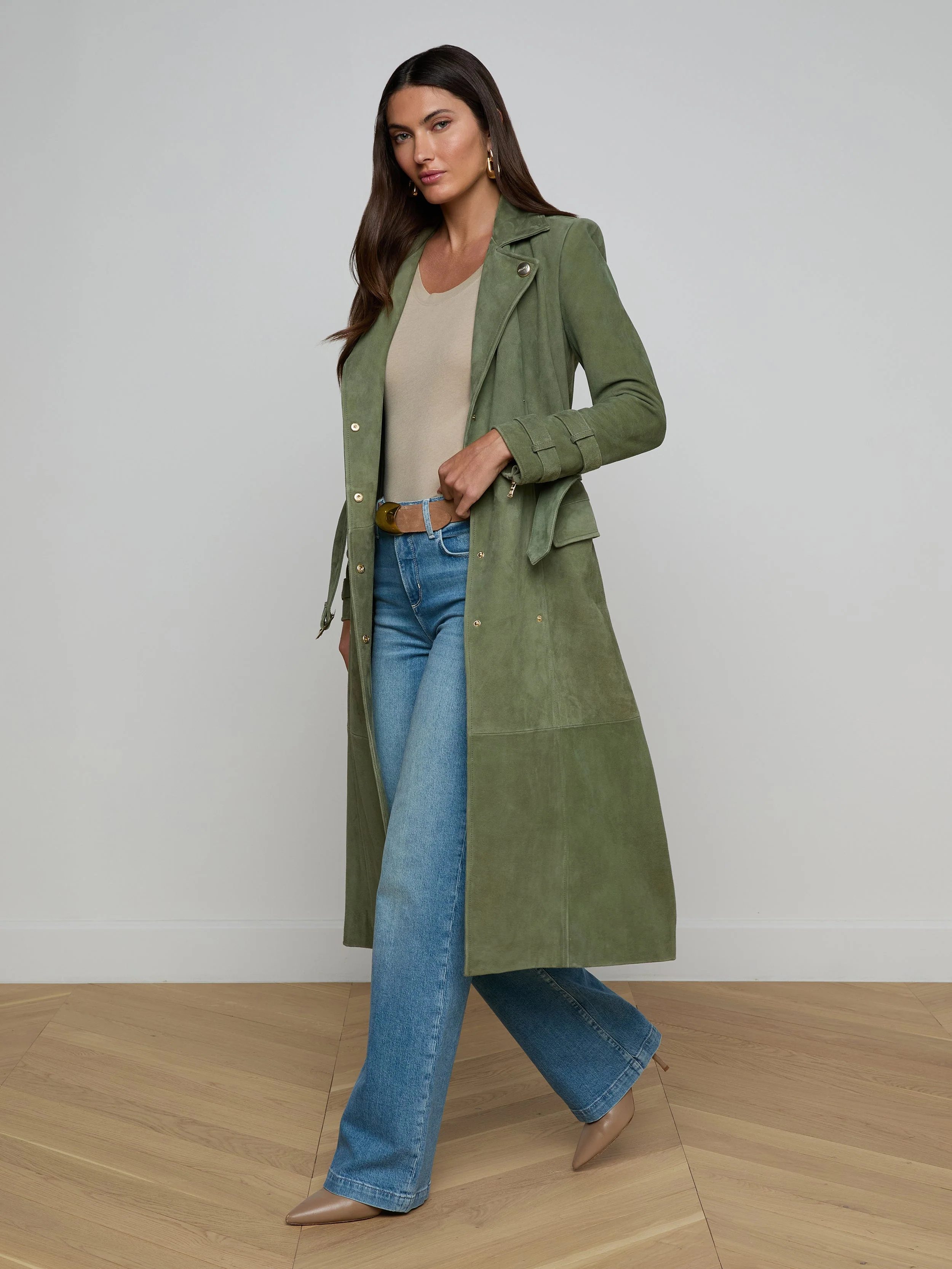 L'AGENCE - Celina Suede Trench Coat - Image 4