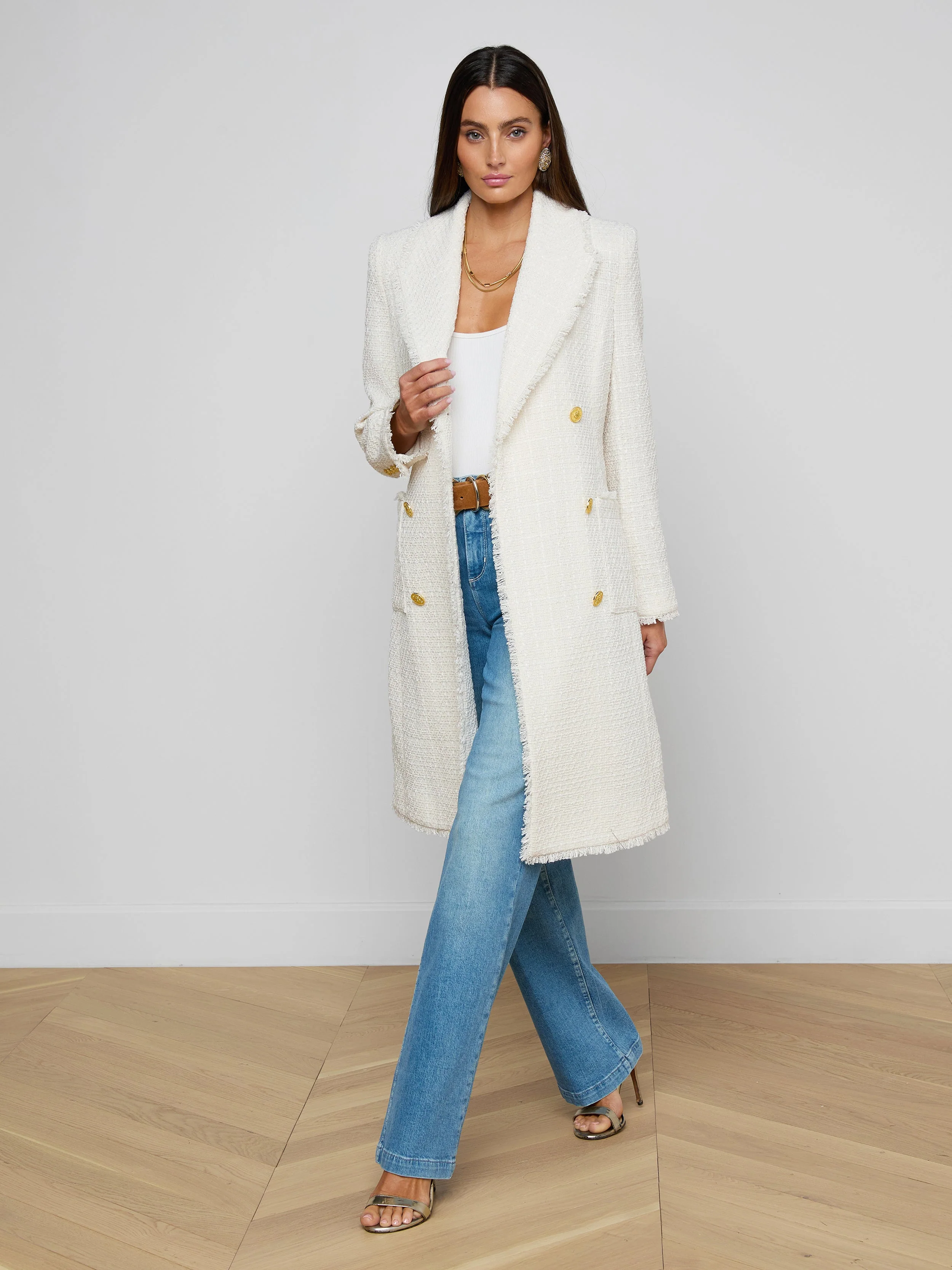 L'AGENCE - Cooper Tweed Trench Coat - Image 3