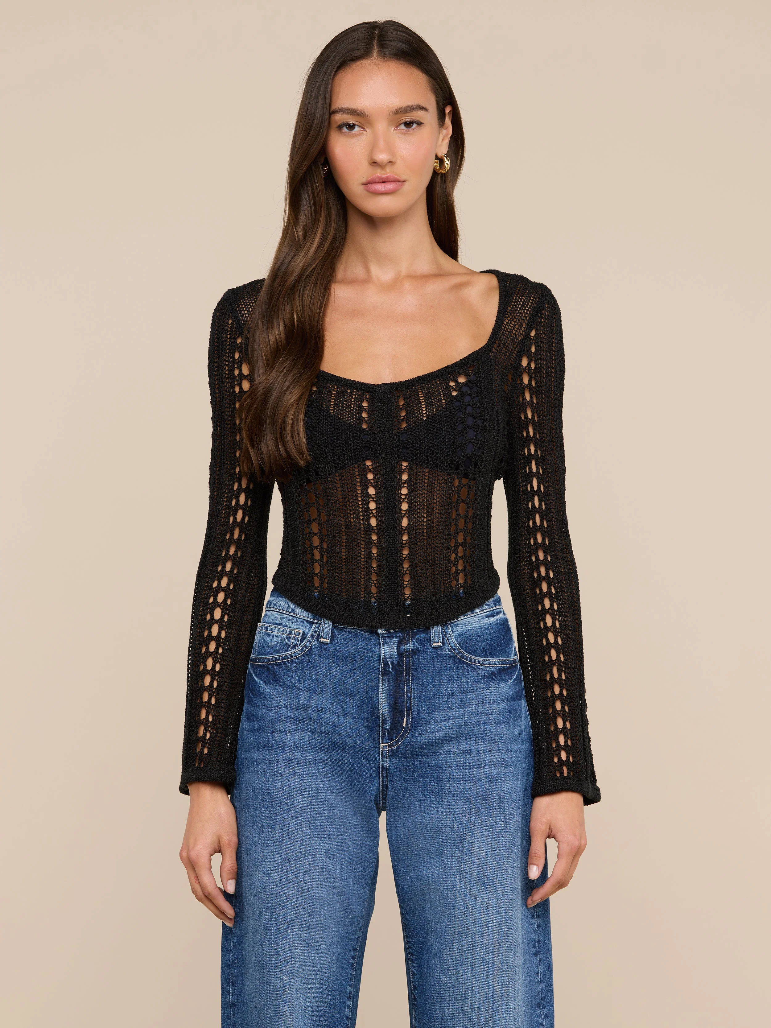 L'AGENCE - Orine Pointelle Knit Top