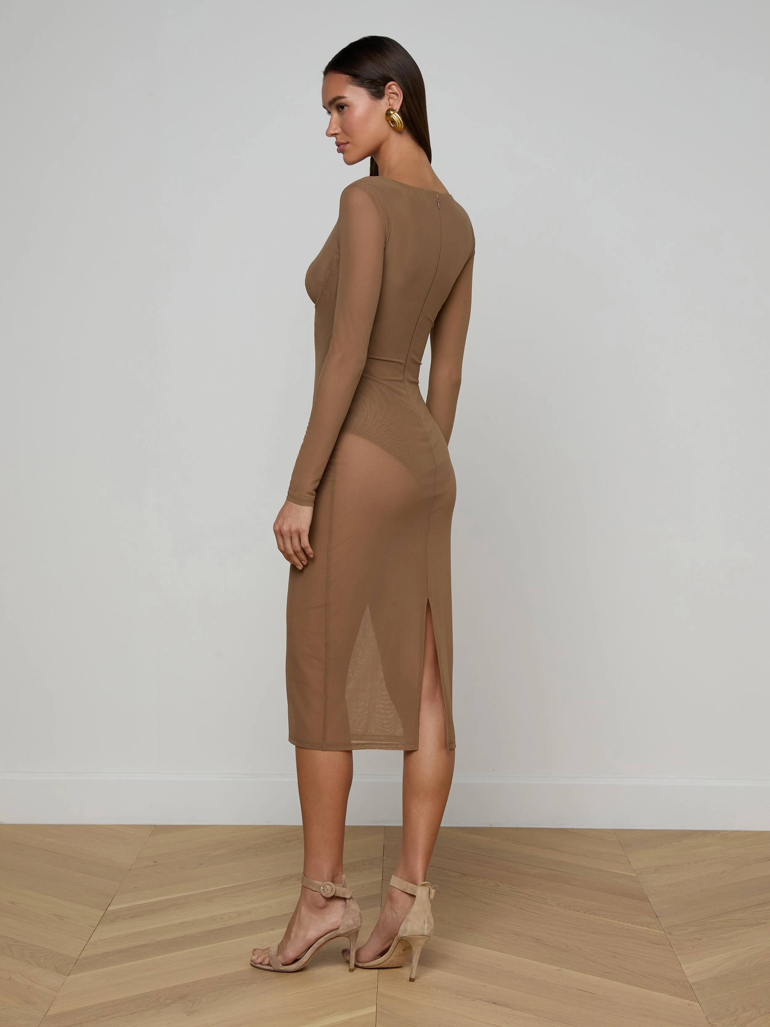 L'AGENCE - Sorella Mesh Midi Dress - Image 3