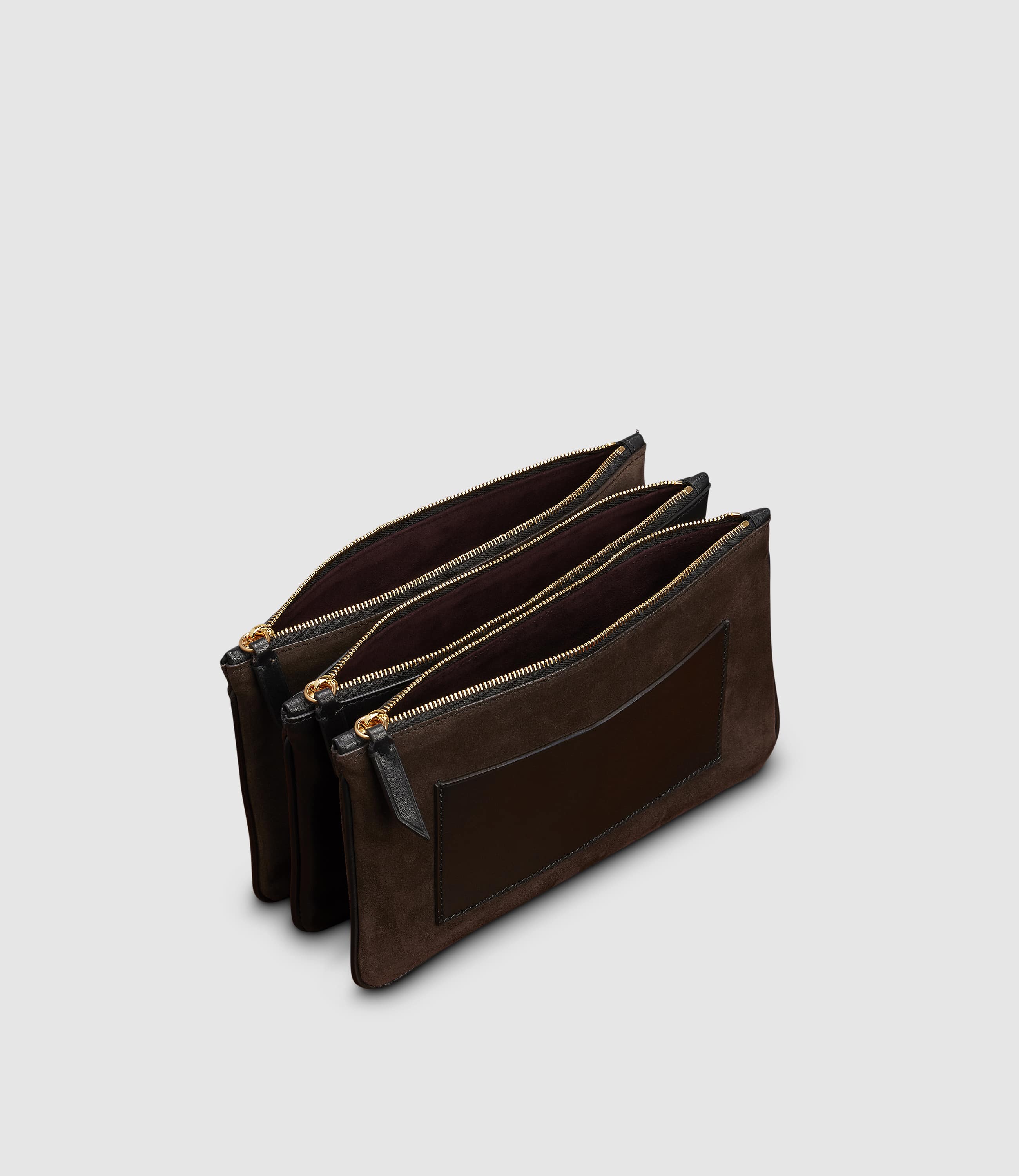 Metier - Magnetic Trio Clutch Large Suede Chocolate - Image 2