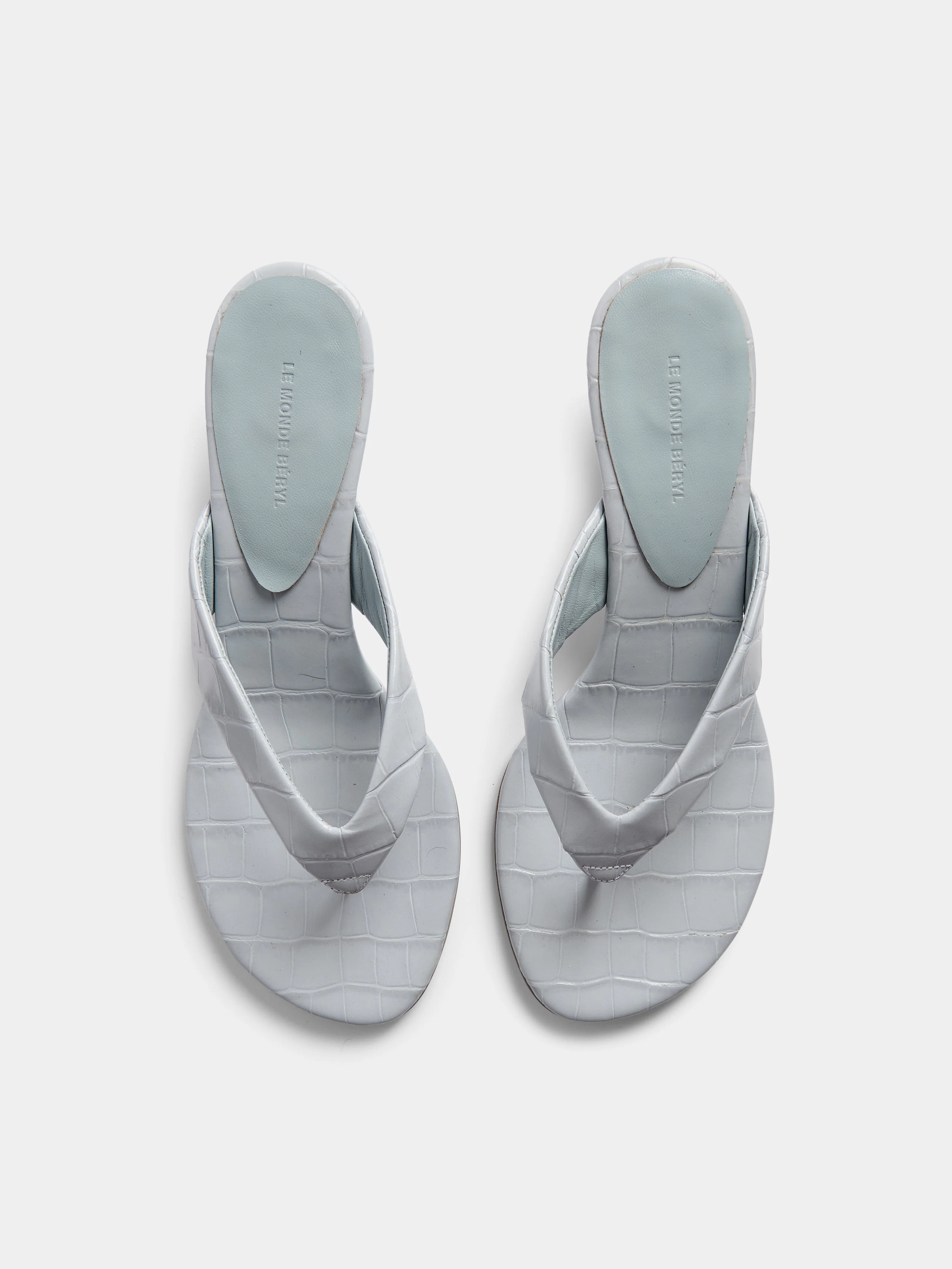 Le Monde Beryl - Micro Wedge Thong / Ice Blue Leather Croc Effect - Image 3