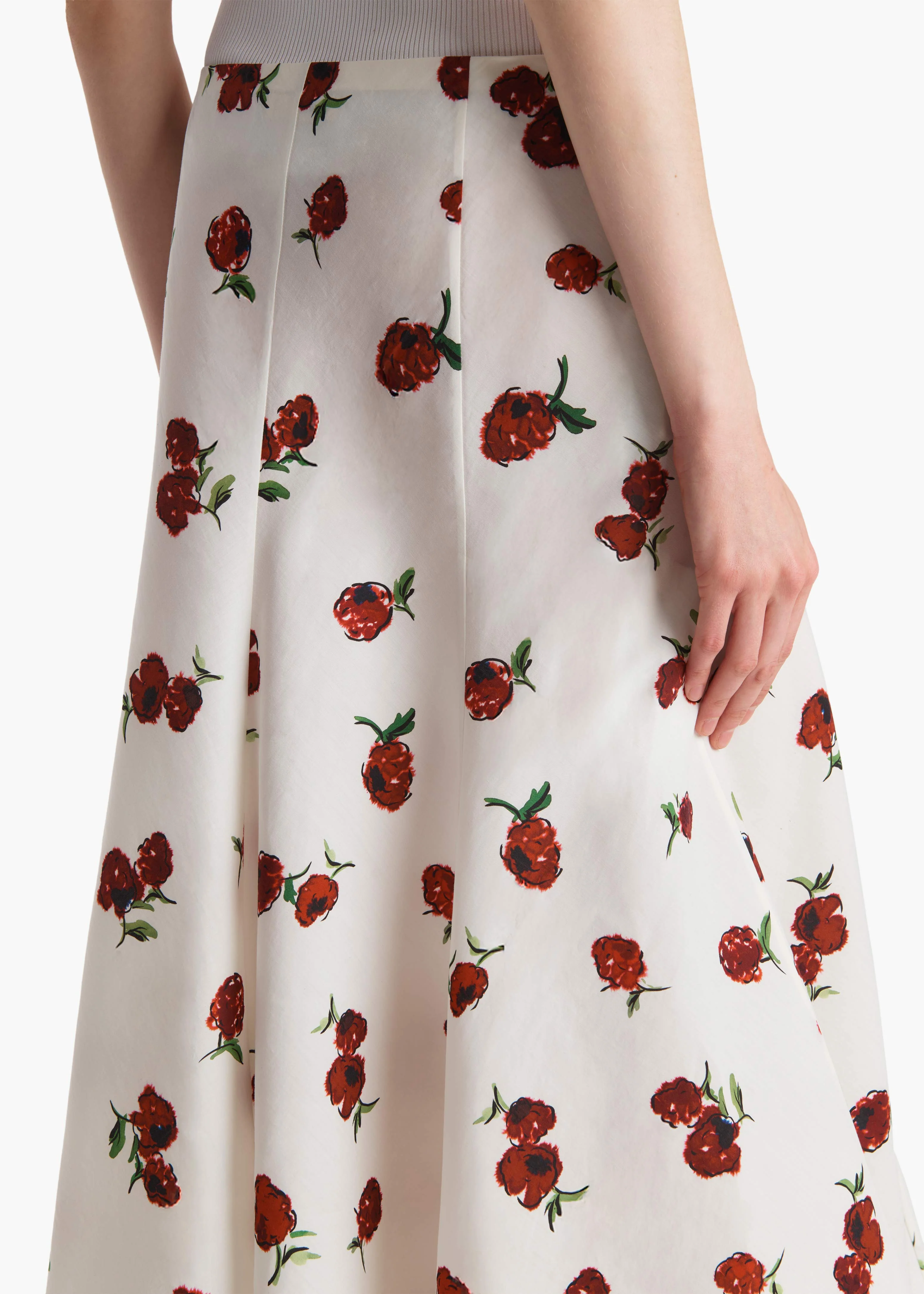 Khaite - Lenno Skirt in Cream with Raspberry Print - Image 6