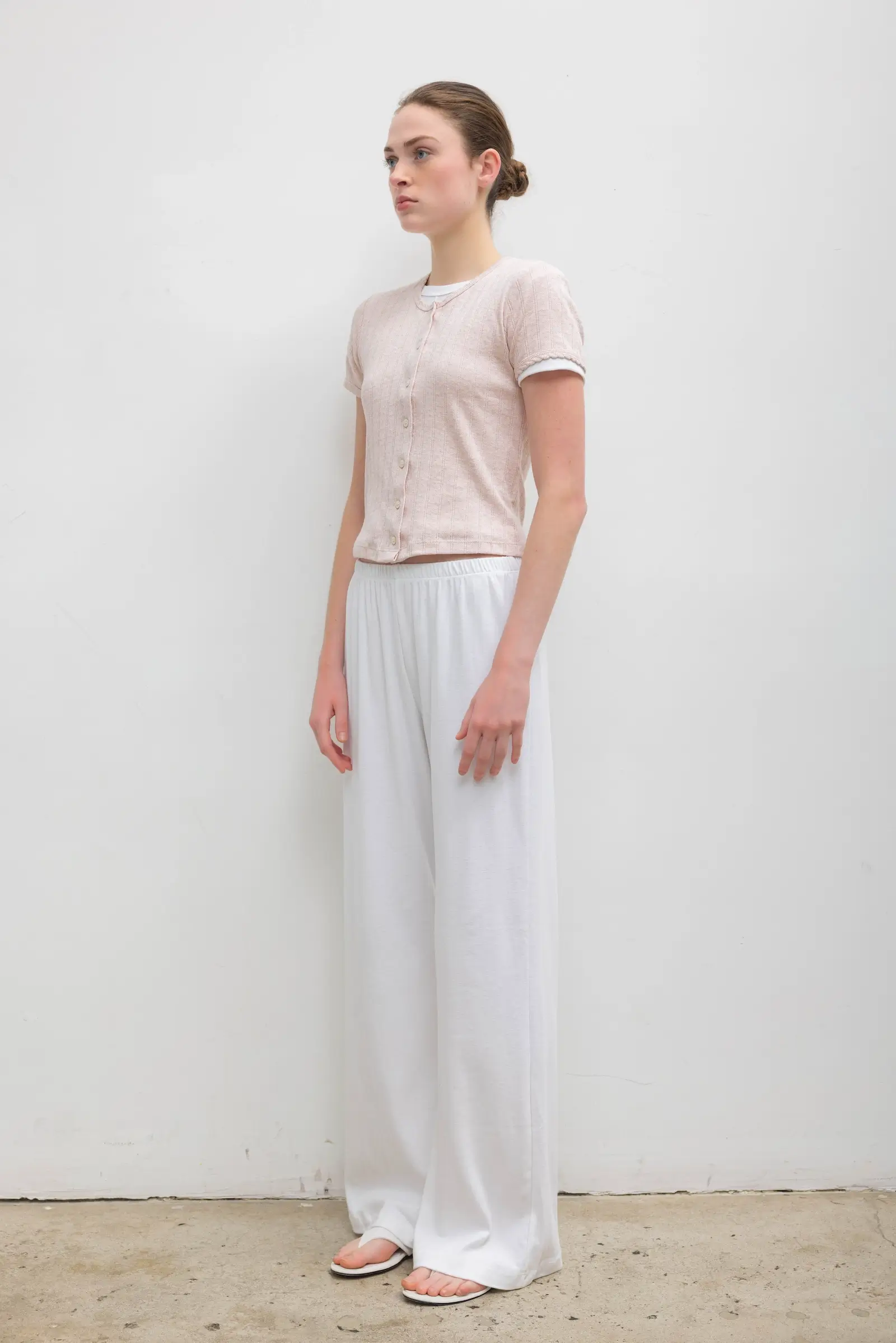 Leset - Pointelle Short Sleeve Cardigan - Image 5
