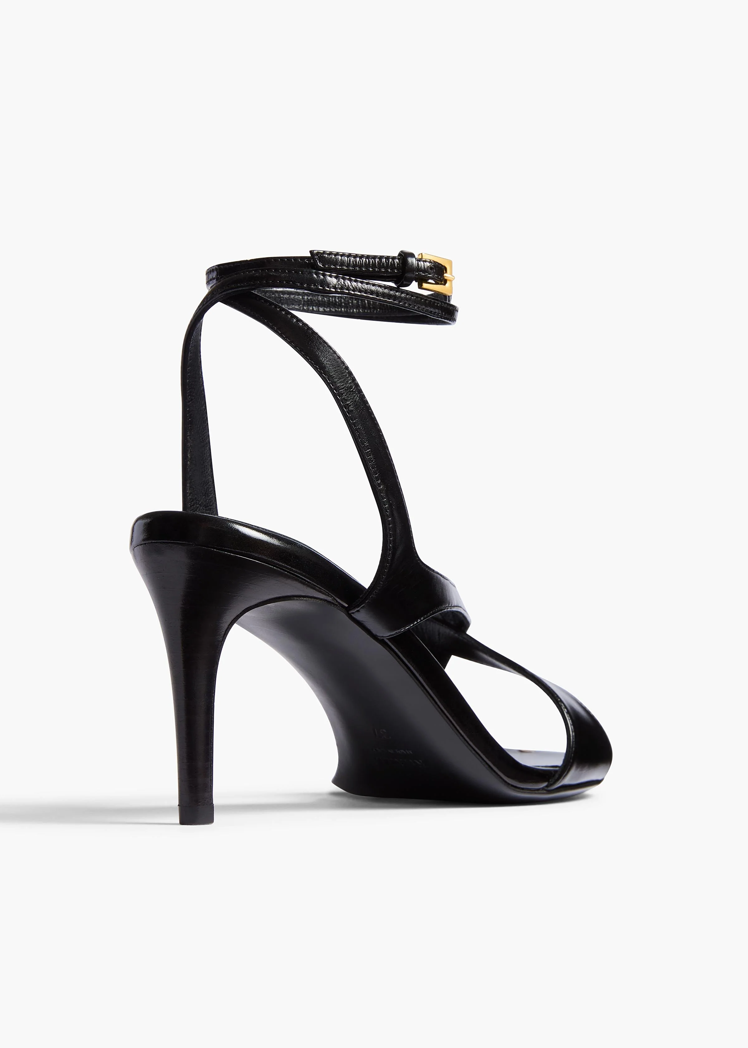 Khaite - Liria Ankle Strap Sandal in Black Glazed Leather - Image 9