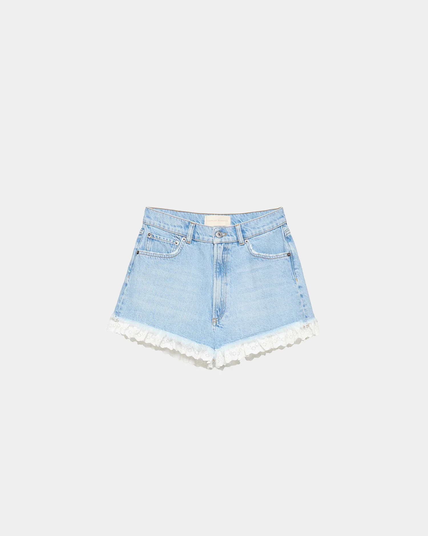 Loeffler Randall - Kay Lace - Trimmed Denim Shorts - Image 2