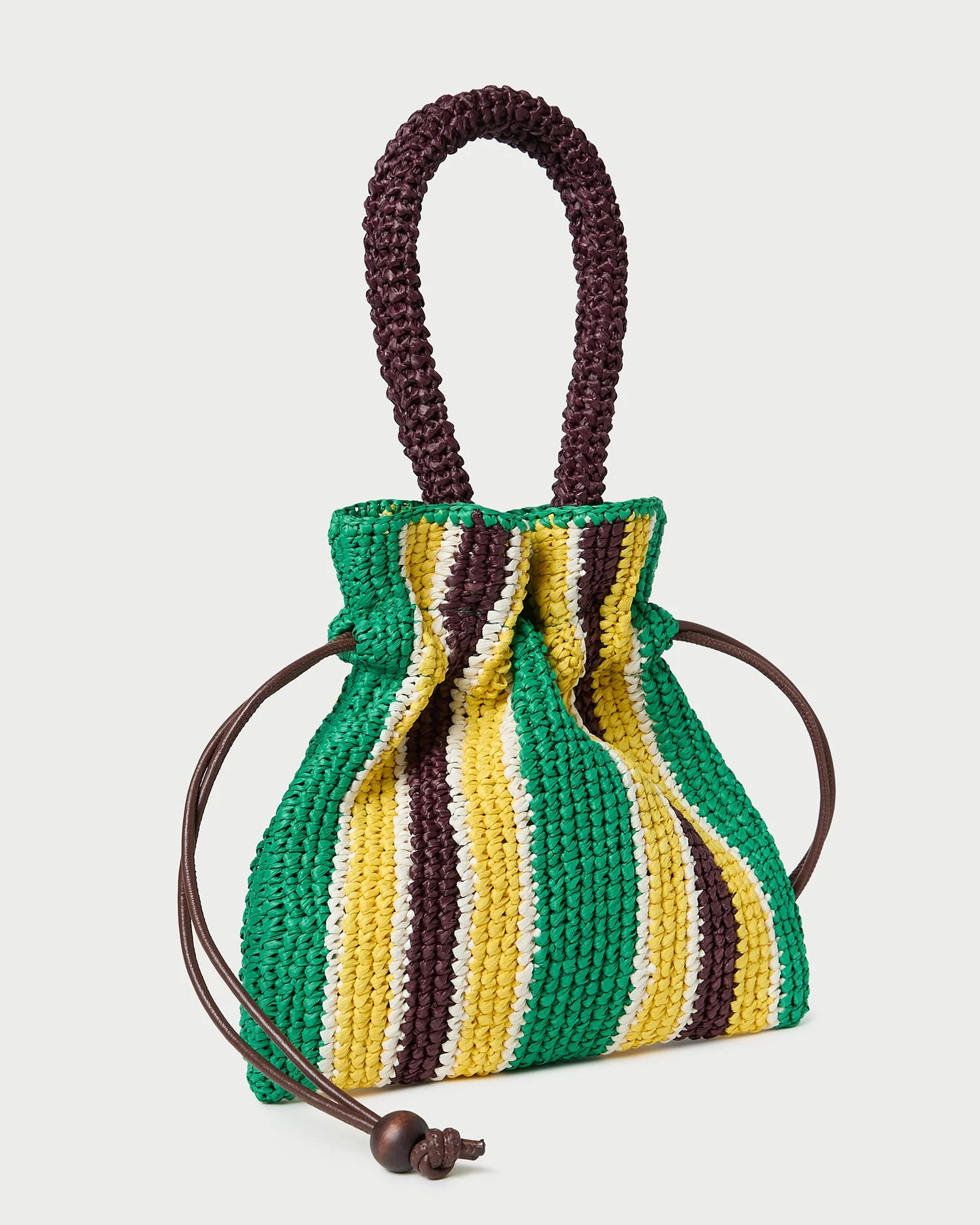 Loeffler Randall - Kylie Green/Yellow Raffia Drawstring Pouch - Image 2