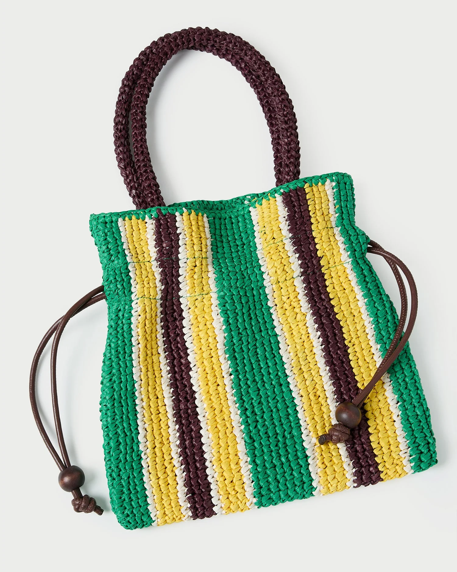 Loeffler Randall - Kylie Green/Yellow Raffia Drawstring Pouch - Image 3
