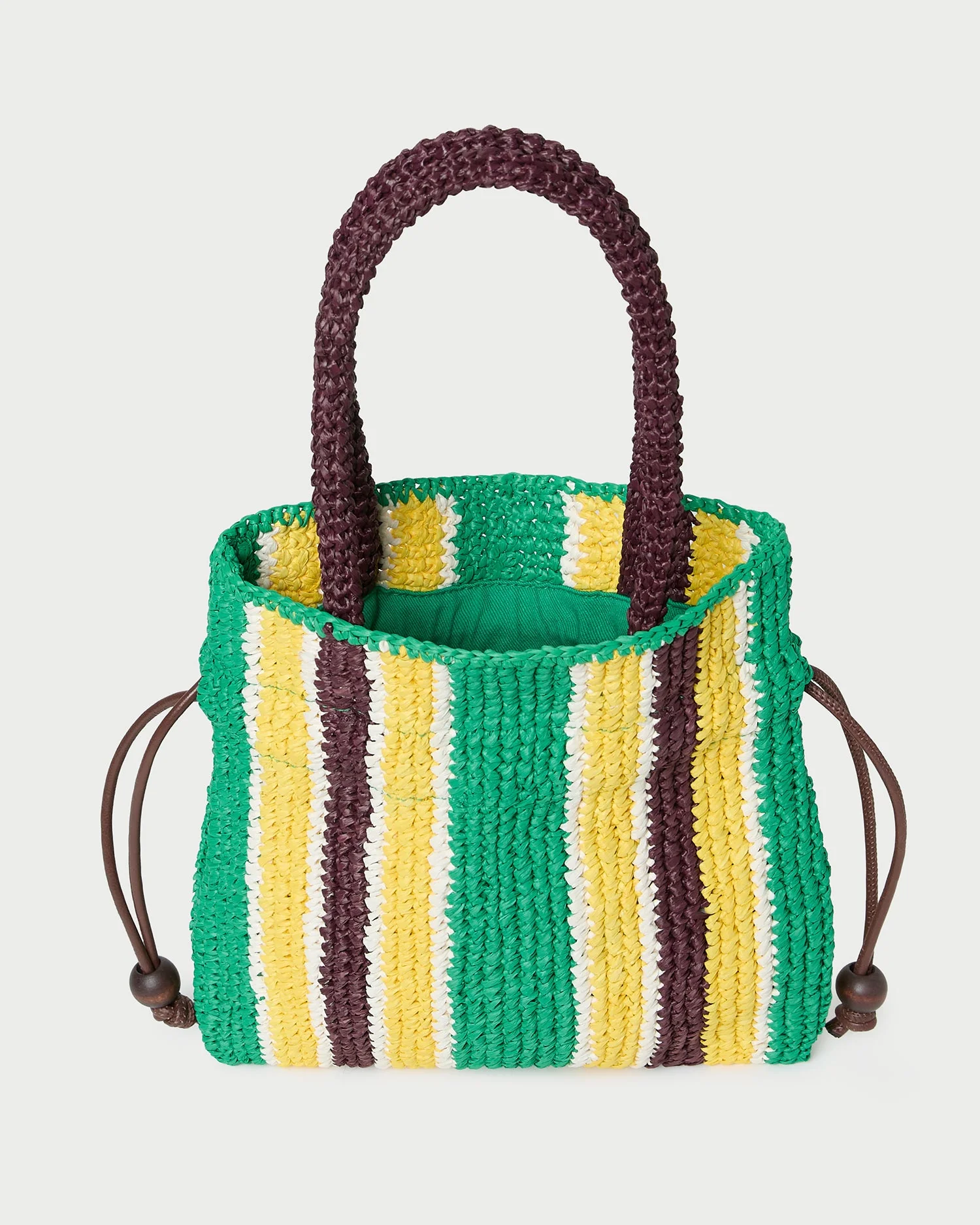 Loeffler Randall - Kylie Green/Yellow Raffia Drawstring Pouch - Image 4