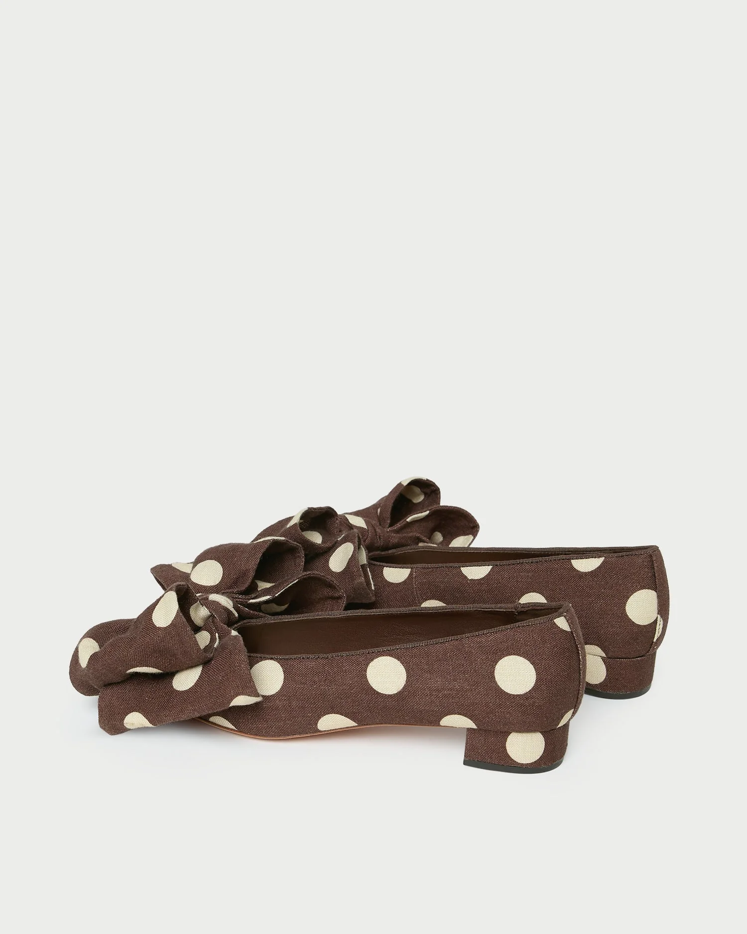 Loeffler Randall - Noa Brown/Cream Linen Bow Flat - Image 5